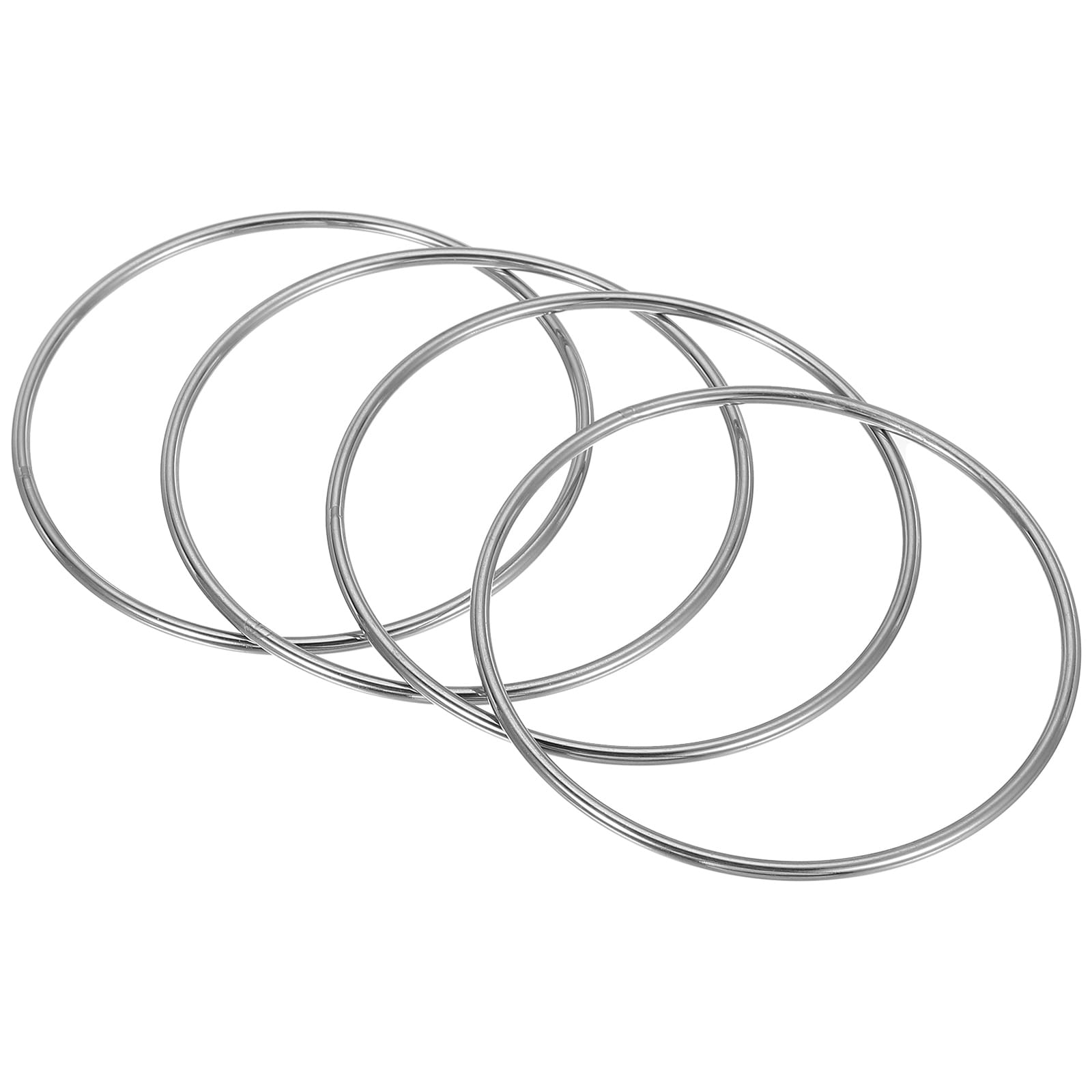 PATIKIL 3.5 Inch Metal O Ring 4pcs Heavy Duty 304 Stainless Steel O Rings Welded Round Rings for DIY Crafts Hardware Belt Dog Leash Macrame 3x90mm