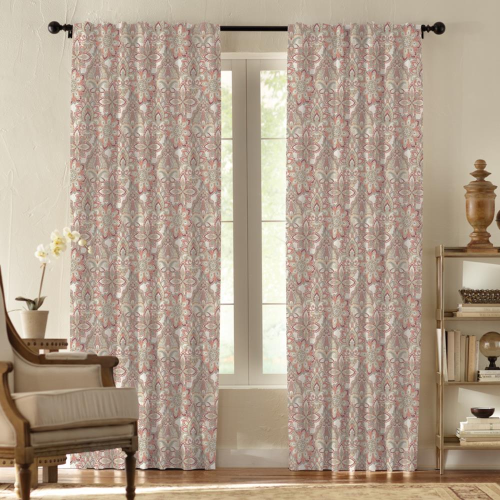 Springmaid 1638024 84-in Autumn Red Light Filtering Back Tab Single Curtain Panel