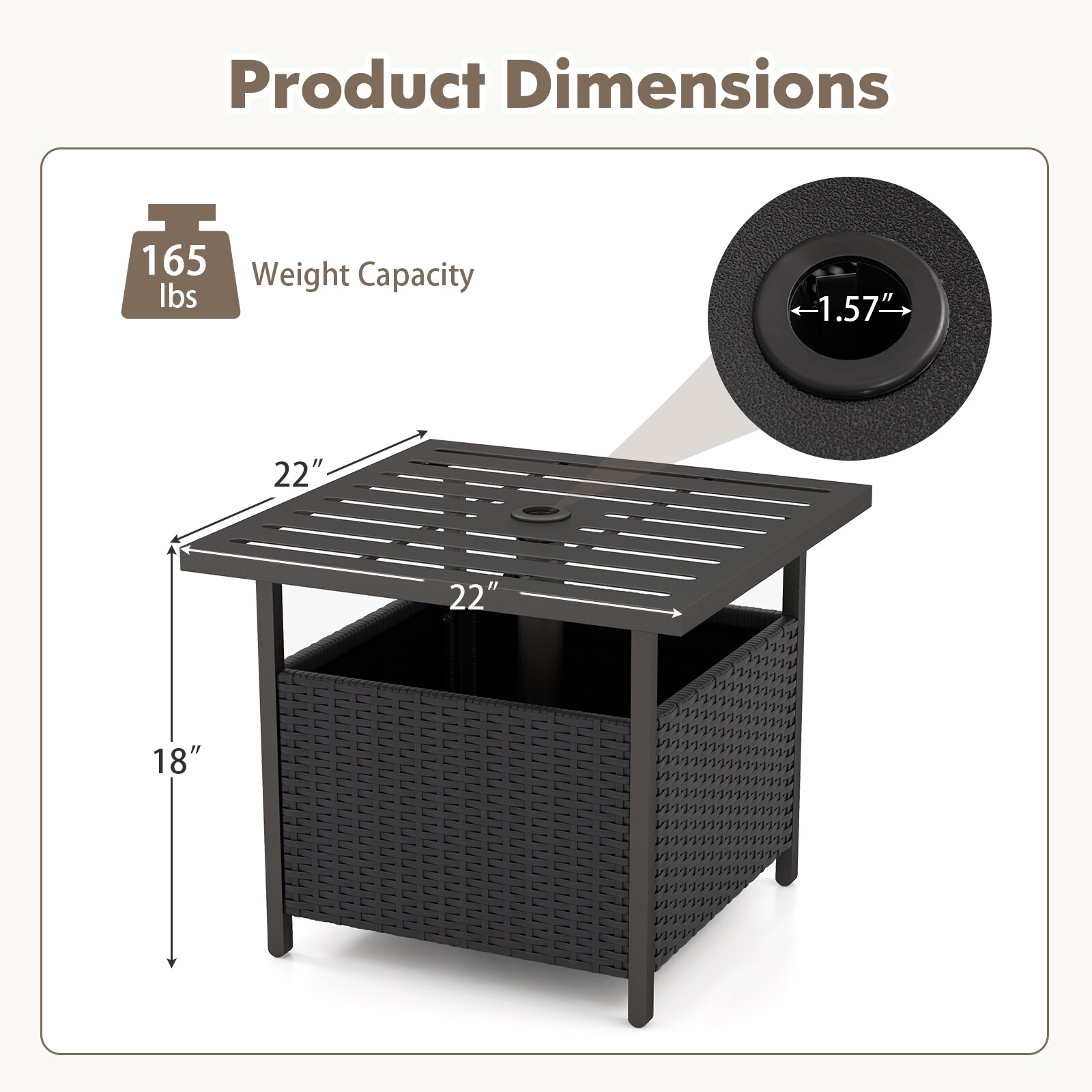 Slickblue D-CO-KD90166WH Patio-Tables - View #6