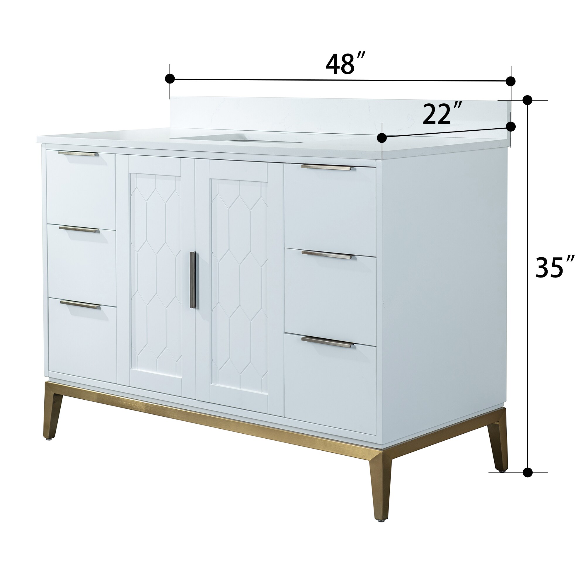 WELLFOR Alison 48-in Bathroom Vanities with Top 48-in White Undermount ...