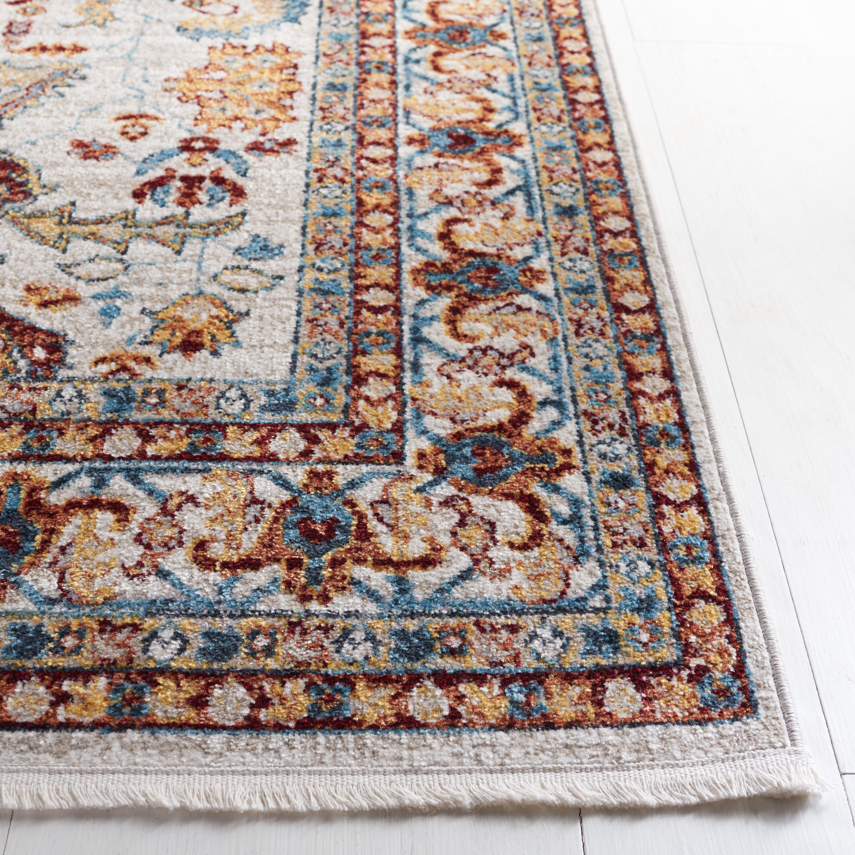 Reversible Bayside Blue Synthetic 8' x 10' Easy-Care Area Rug