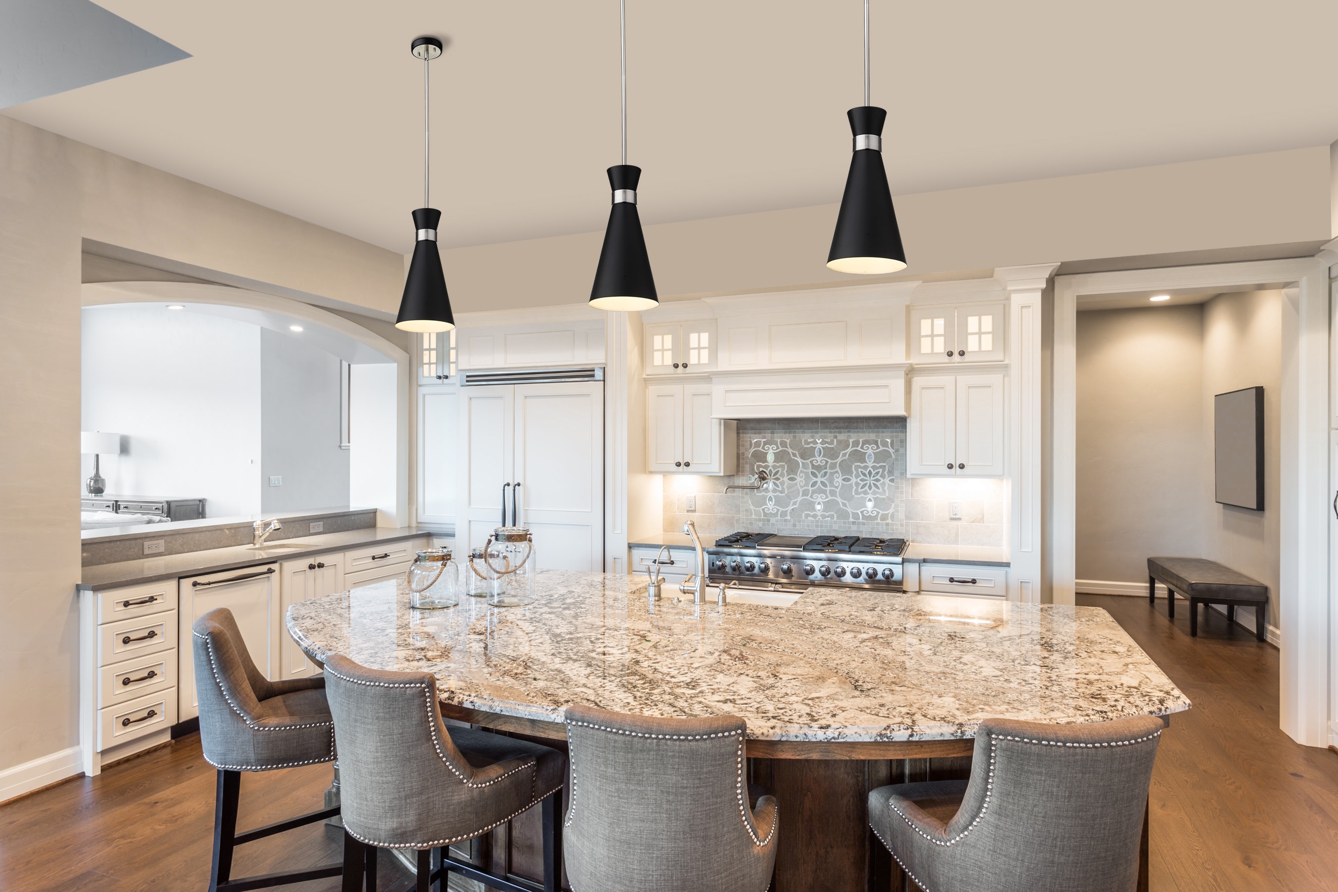 Soriano Matte Black and Brushed Nickel Hourglass Pendant Light