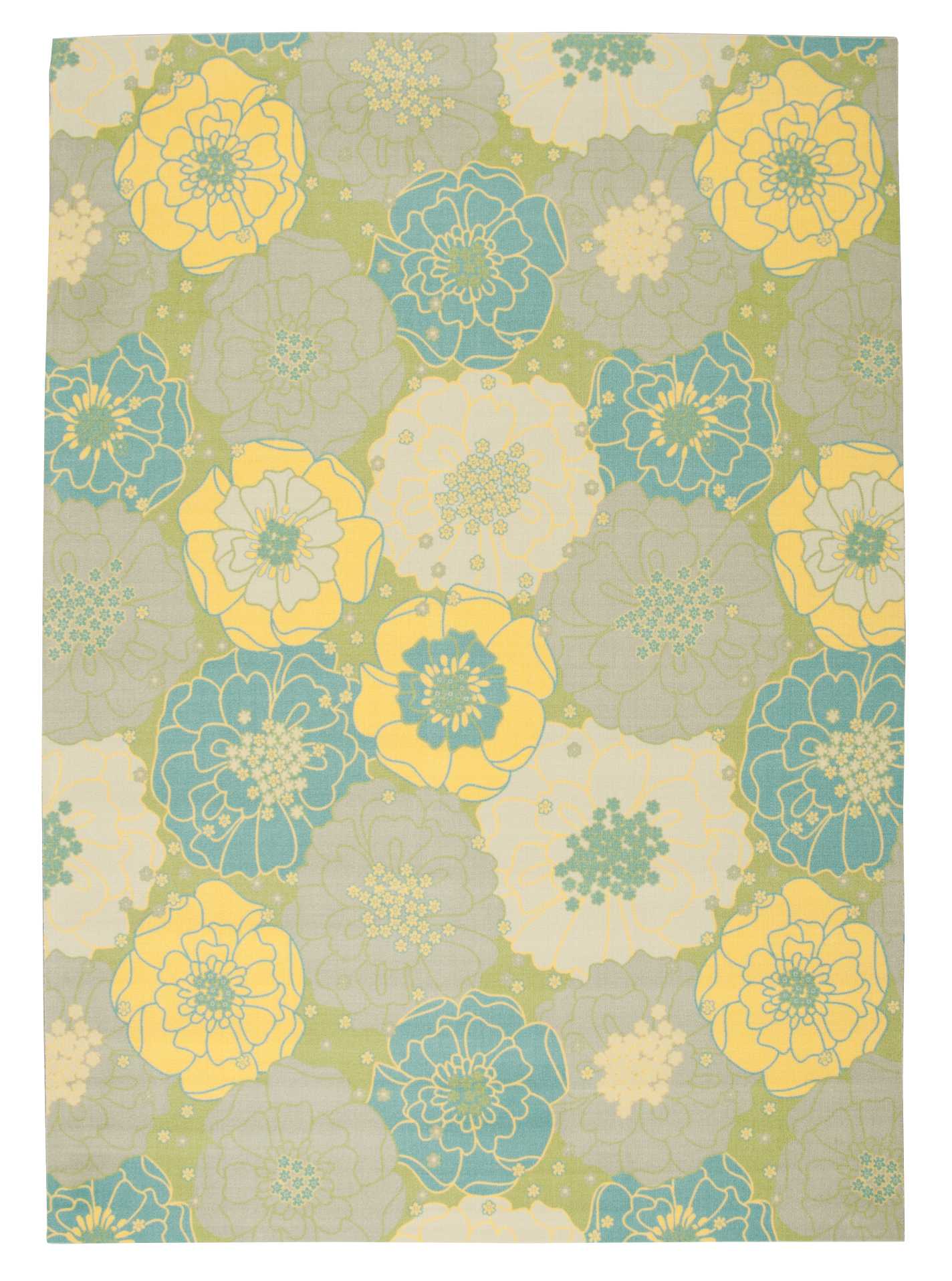 Blossoming Garden Green Floral Indoor/Outdoor Area Rug 7'9" x 10'10"