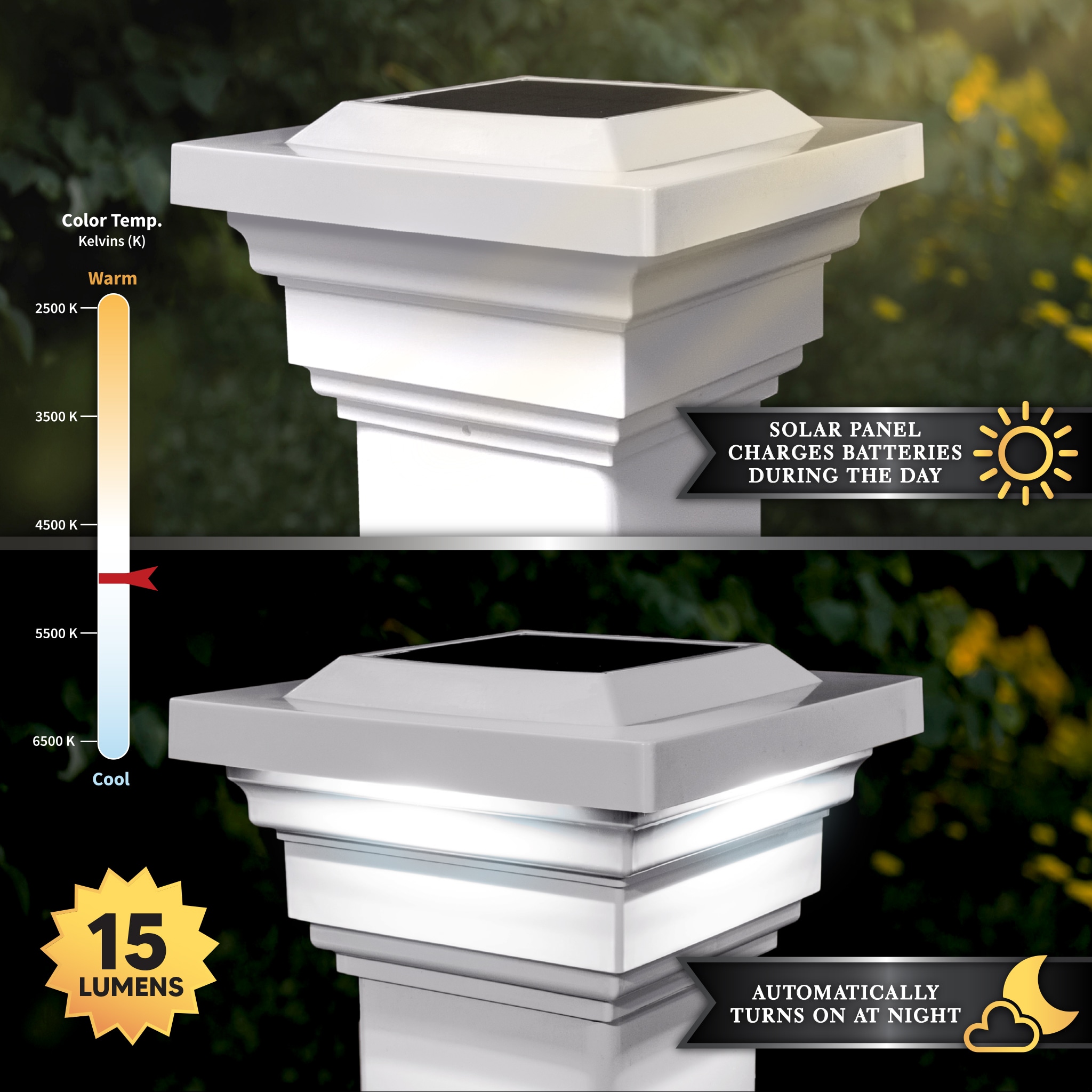 Classy Caps 4-in x 4-in 15-Lumen 1-Watt White Solar LED Outdoor Deck Light  (5000 K) in the Deck Lights department at