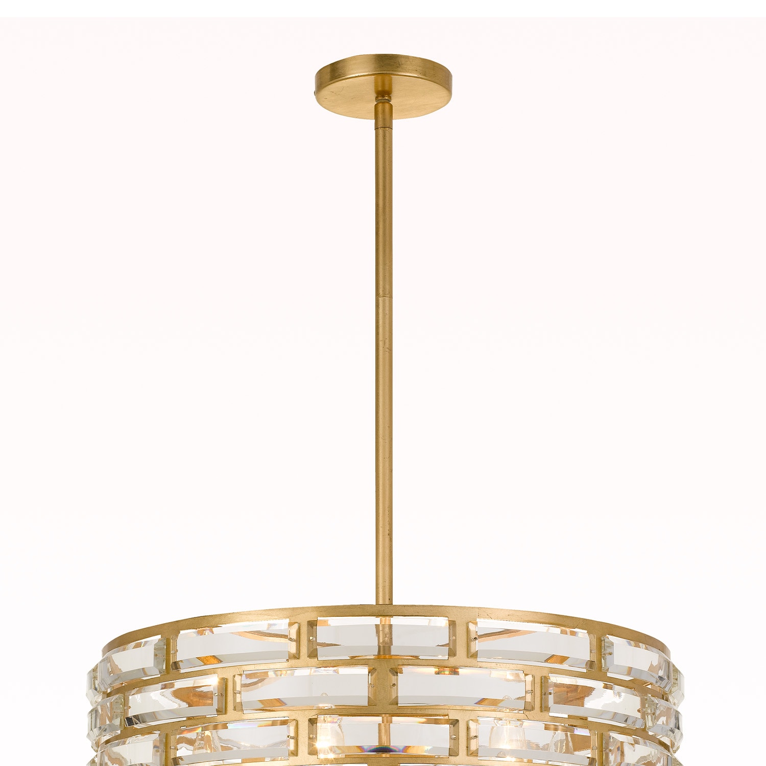 Mini Antique Gold Crystal 6-Light Chandelier with Faceted Jewels