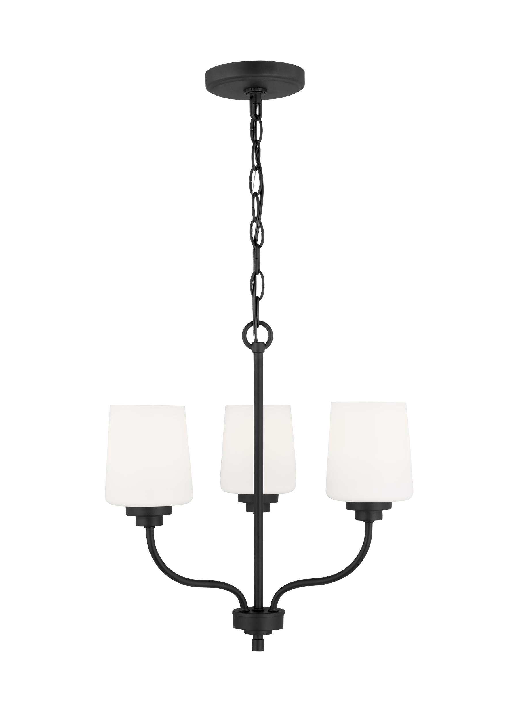 Generation Lighting 3102803EN3-112 Windom 3 -Light Black Traditional For Use in Bedrooms, Dining Rooms, Foyers, Living Rooms Chandelier