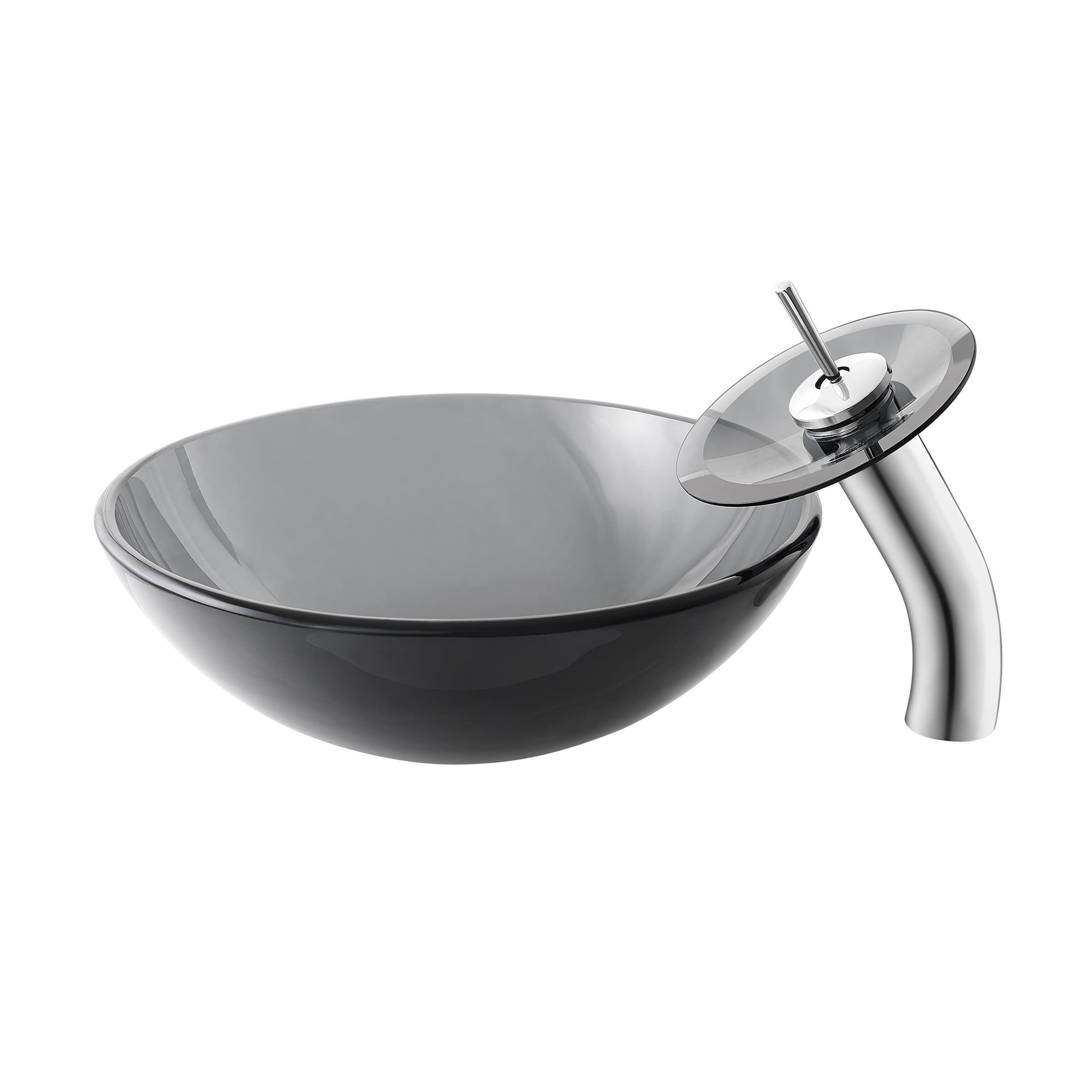 Swiss Madison SM-25-VSVCN04BK Vincennes Glass Vessel Round Modern Glossy Black Bathroom Sink with Faucet Included ( 28-Inches x 24-Inches )