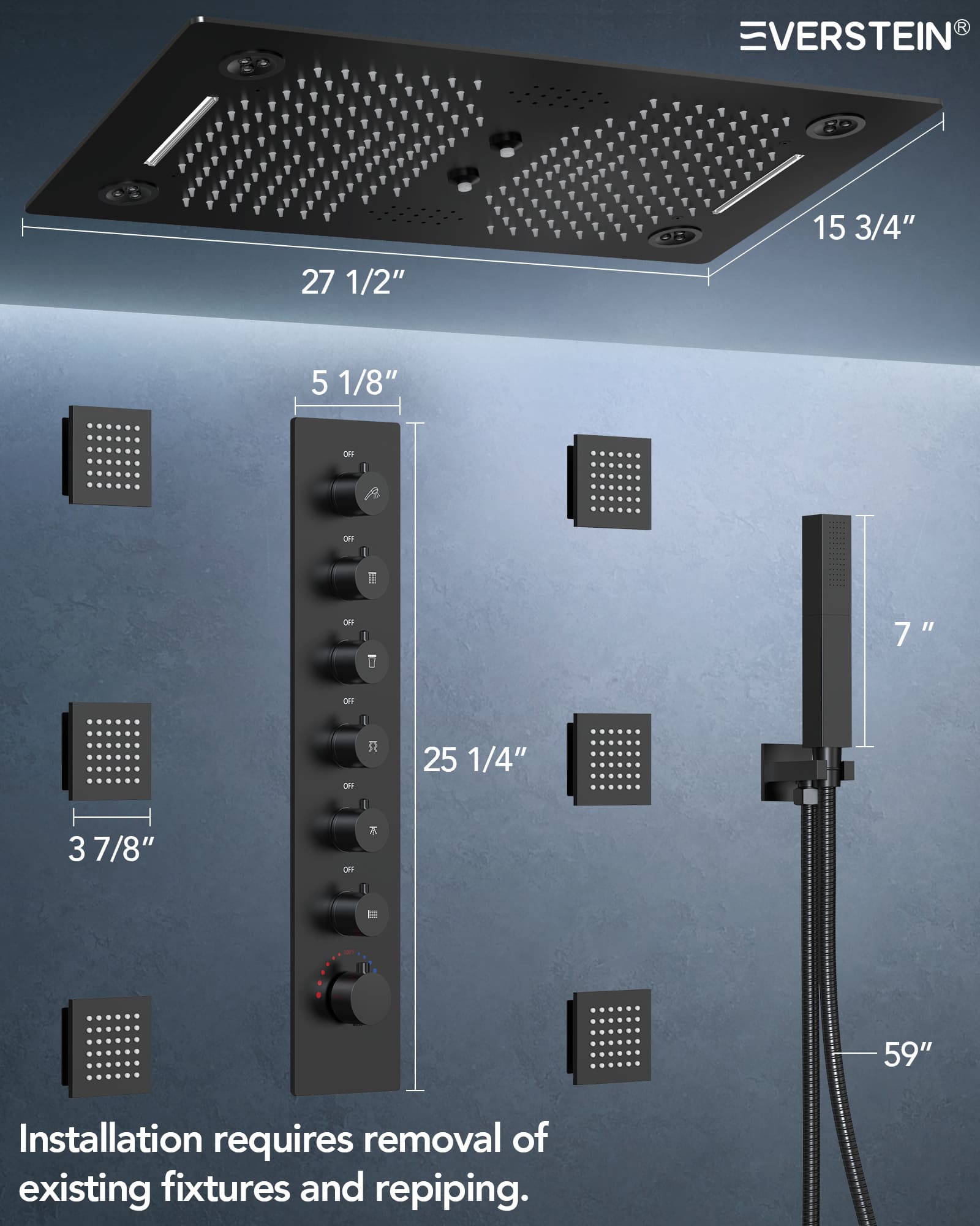 EVERSTEIN SFS-1029-BK Tub-Shower-Faucets - View #8