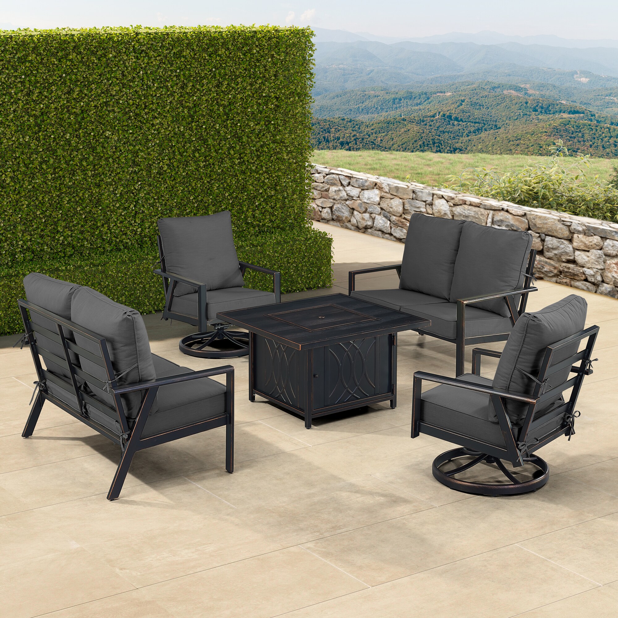 Oakland Living LUX2LS2CHCAVEBKCUA Patio-Conversation-Sets - View #3