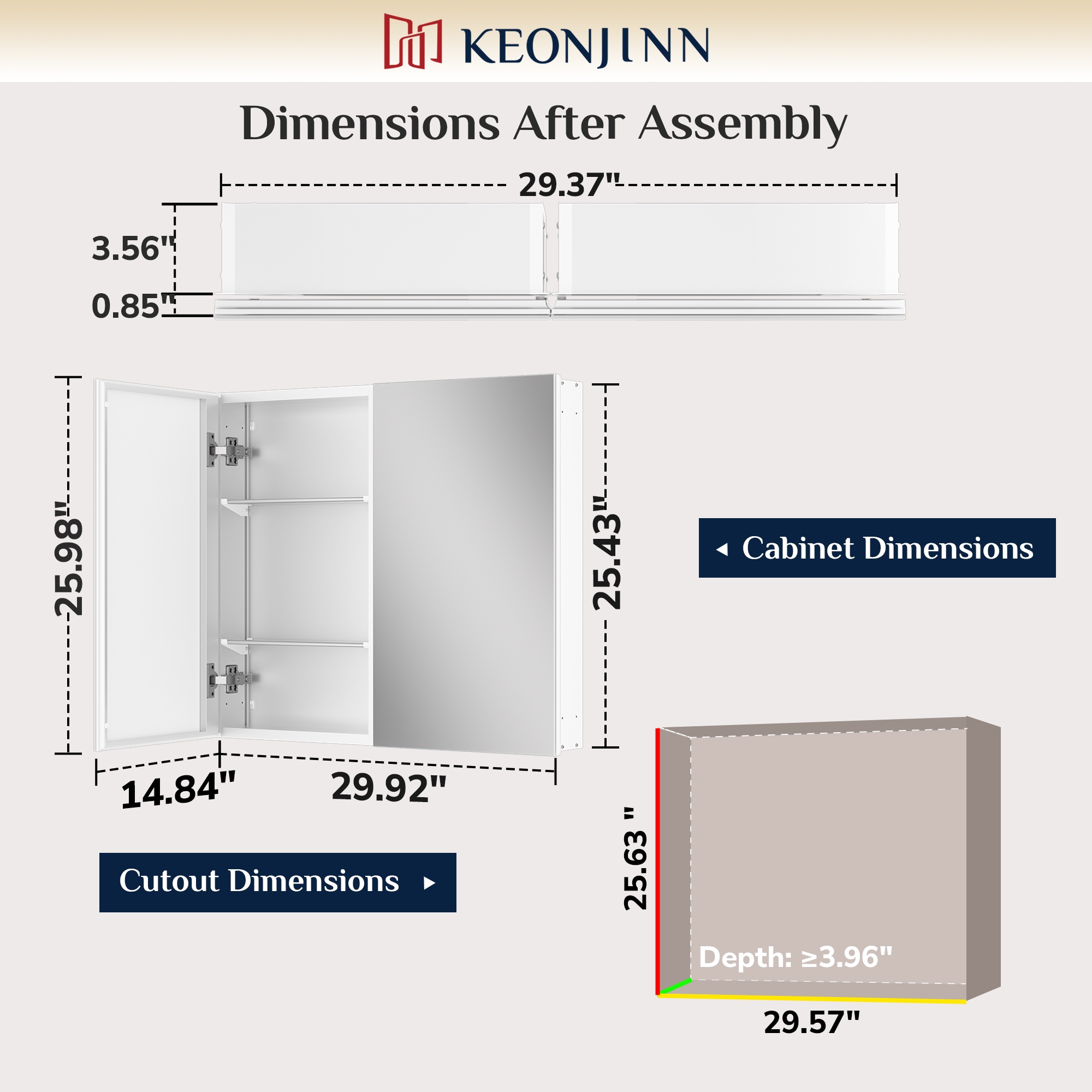 Keonjinn LW-JG-FXFJP-7666-WH Bathroom-Medicine-Cabinets - View #11