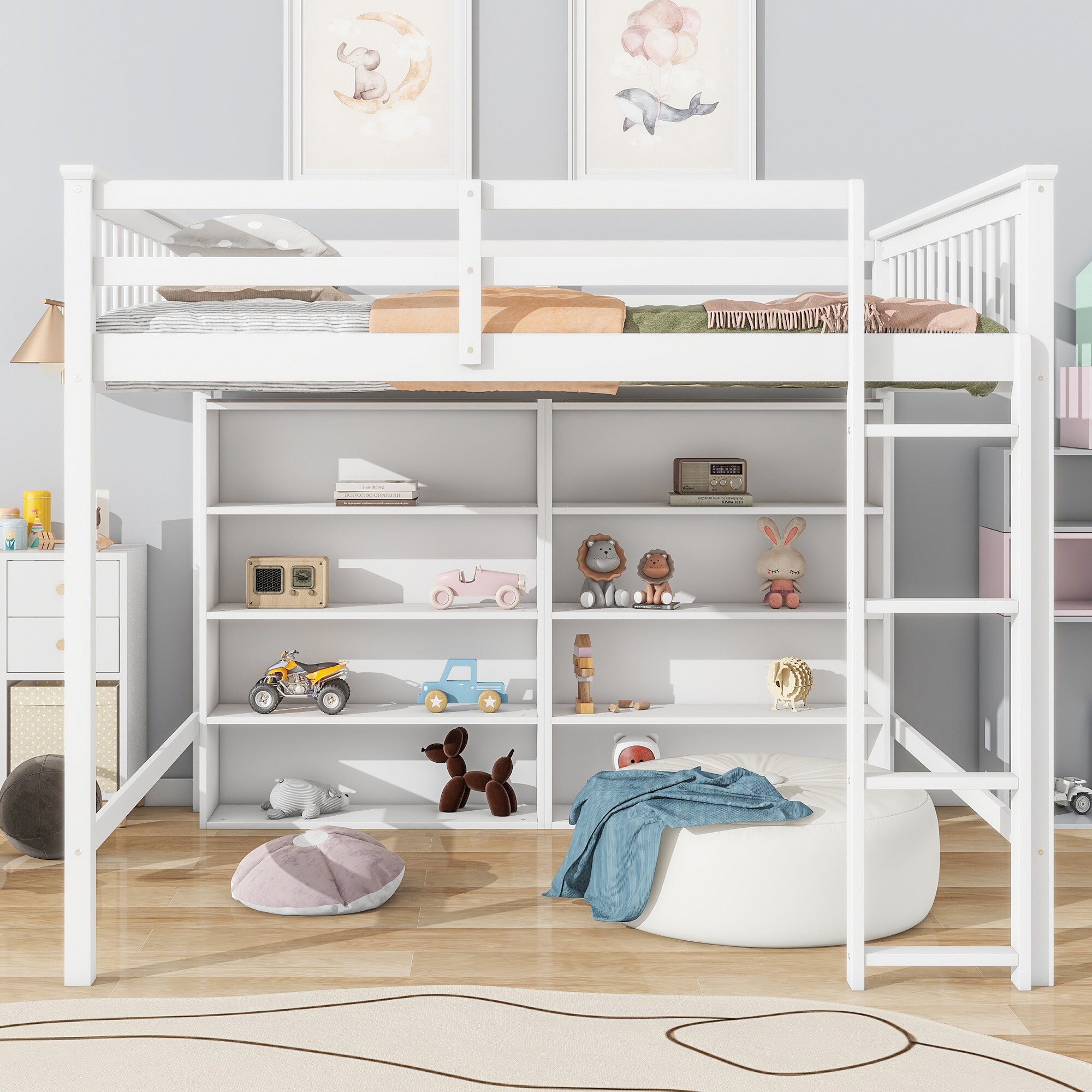 Yiekholo White Full Loft Bunk Bed in the Bunk Beds department at Lowes.com