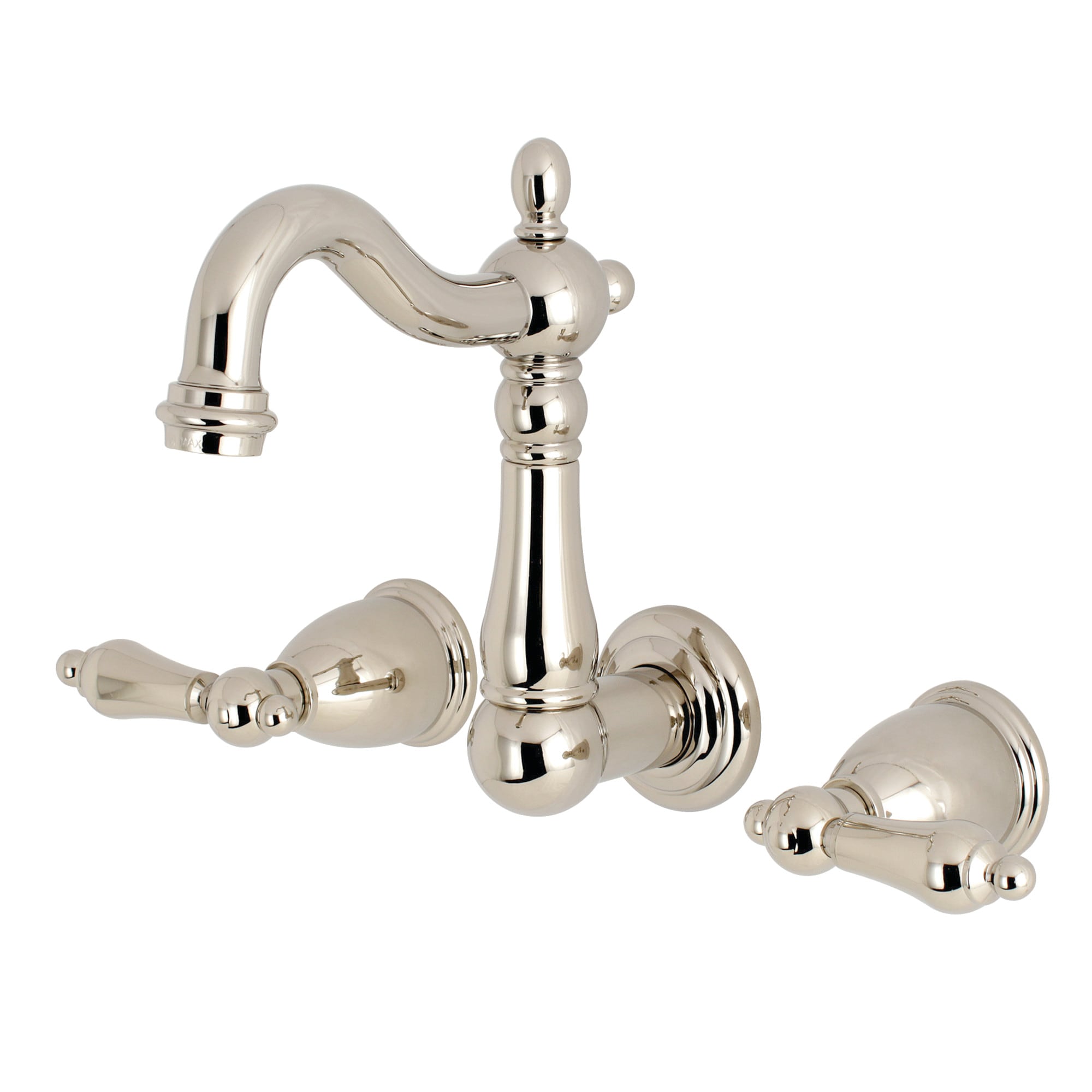 Kingston Brass WLKS1226AL Heritage Polished Nickel Wall-mount 2-handle Low-arc Residential Handle Bathroom Sink Faucet