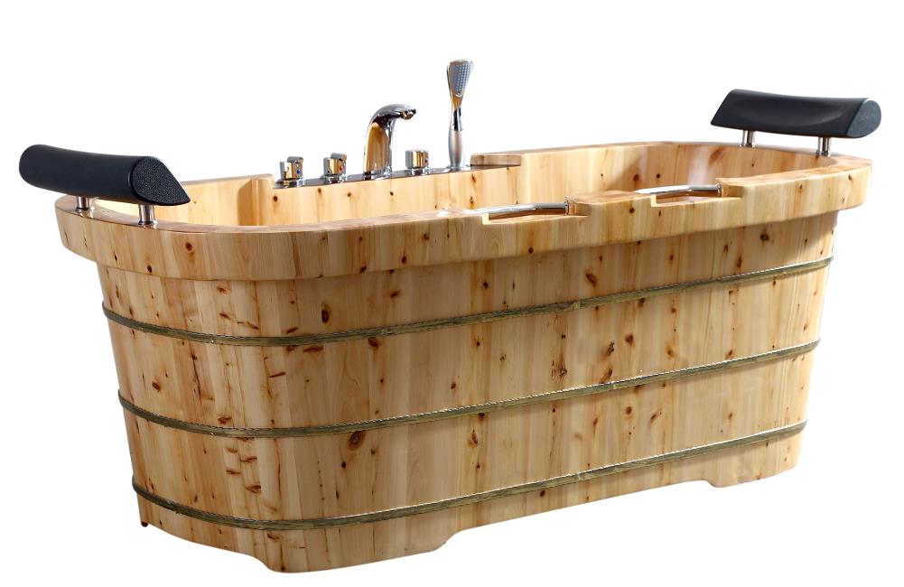 Bathroom Storage Tub w/ Wooden Handle, Medium
