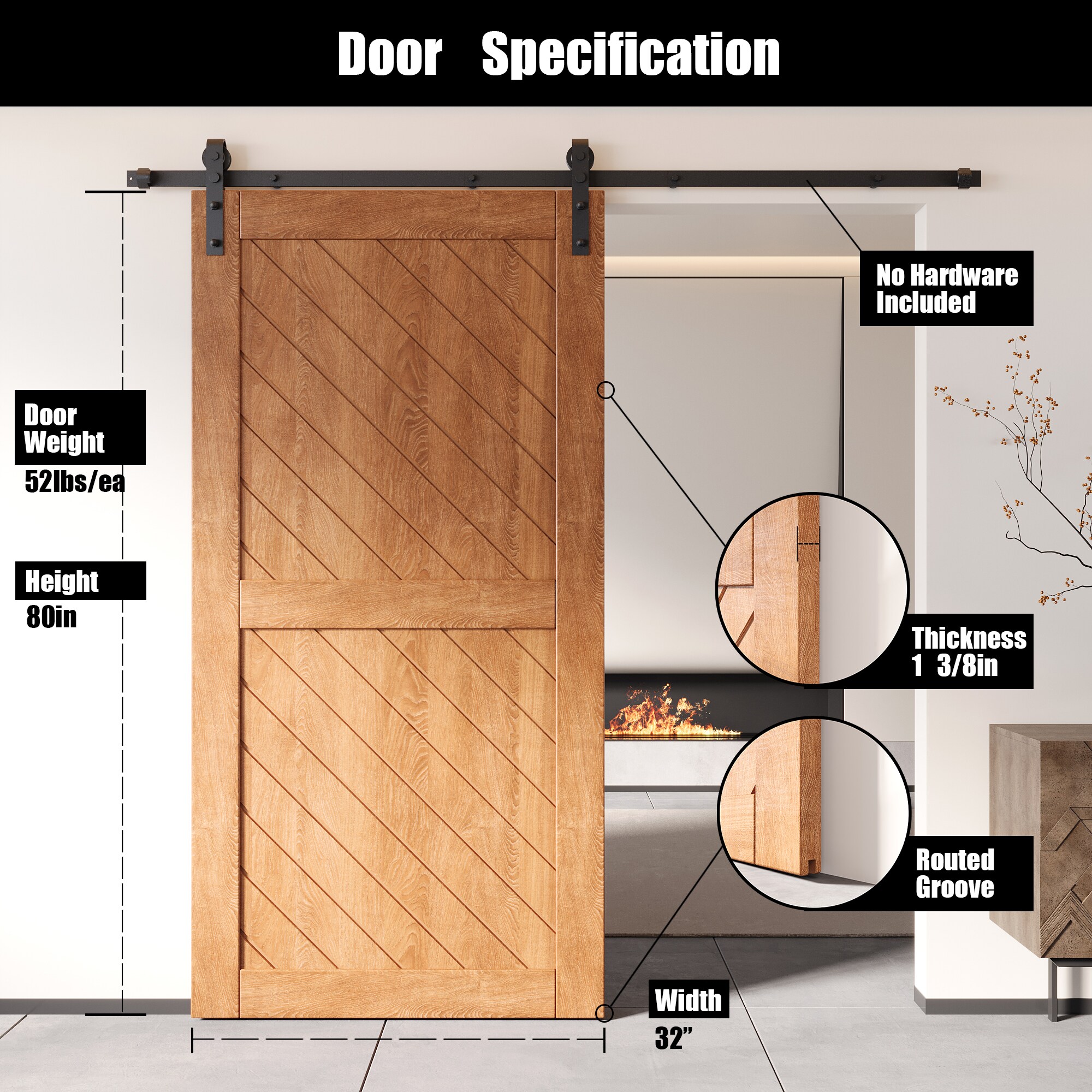 HOMACER XT2-3280-EA Barn-Doors - View #2