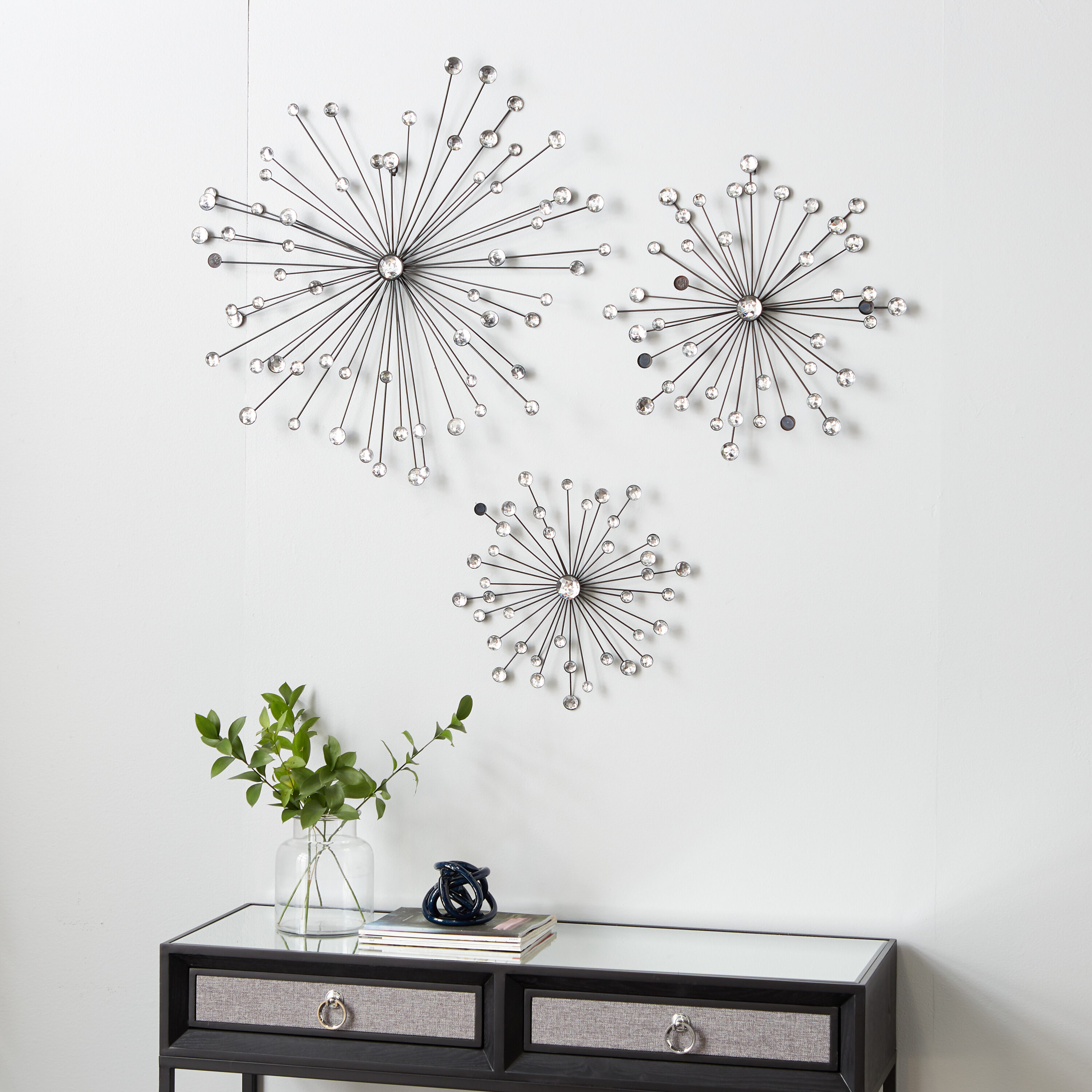 Grayson Lane 24-in W x 24-in H Metal Starburst with Crystal ...