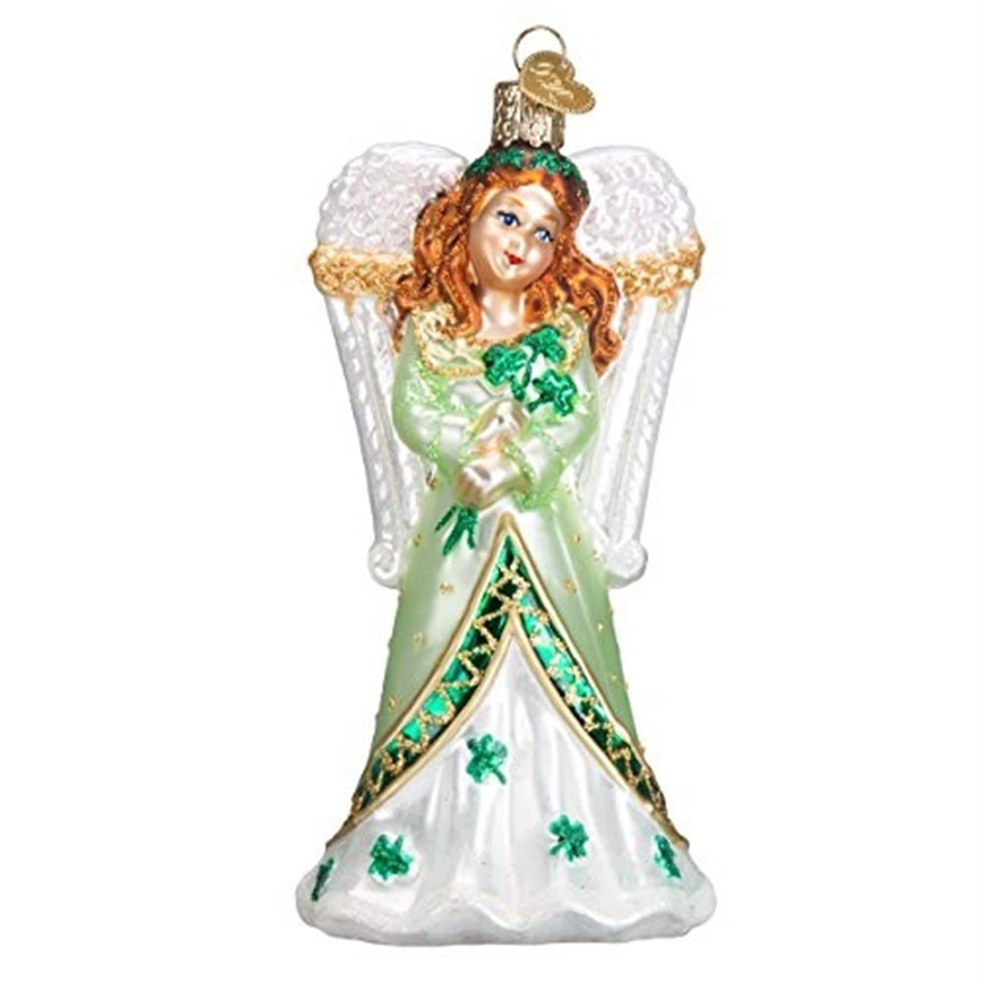 Old World Christmas 729343102188 Blown Glass Ornament for Christmas Tree - Irish Angel
