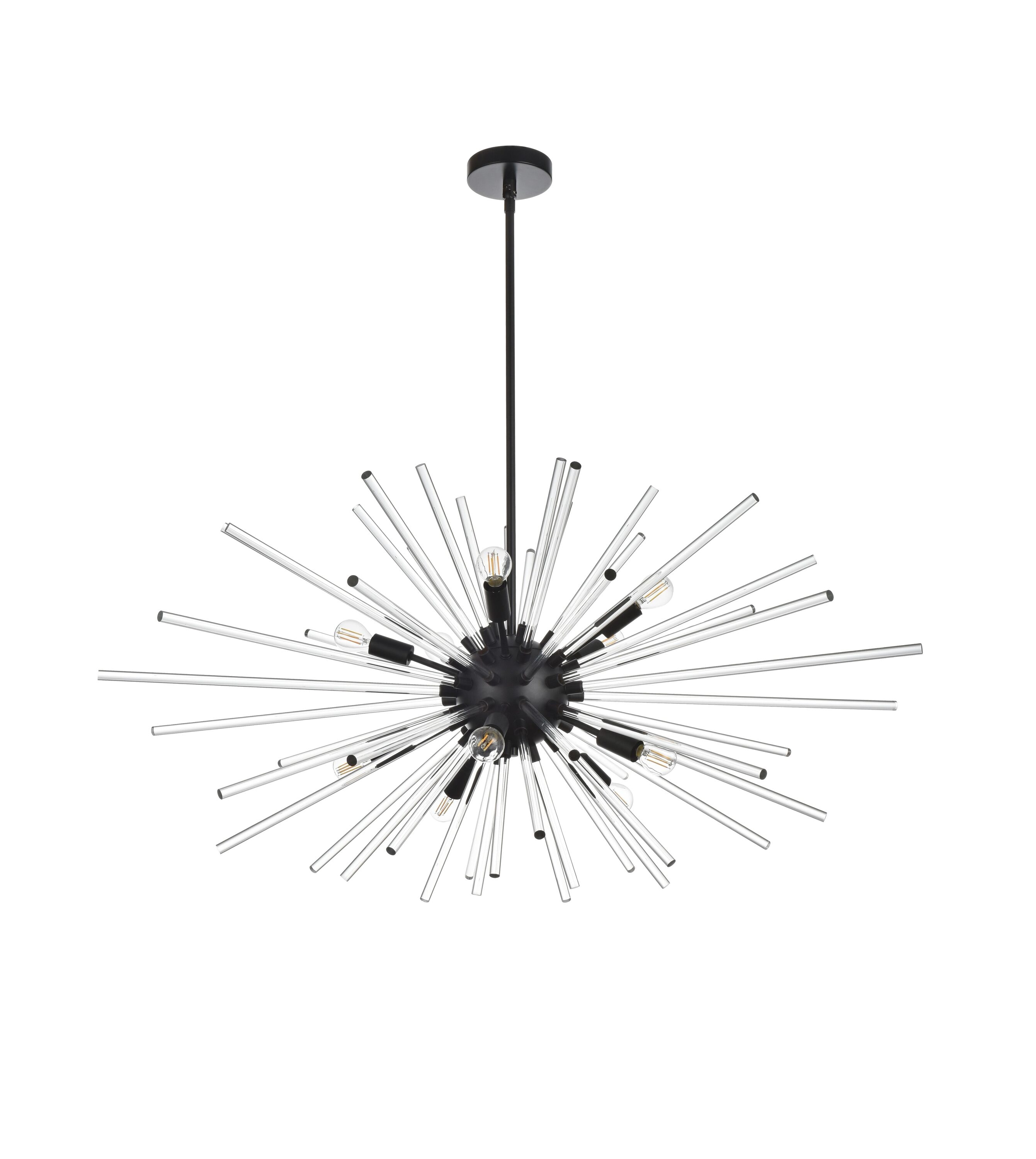 Sienna 42-Inch Black Crystal Rod Pendant Light