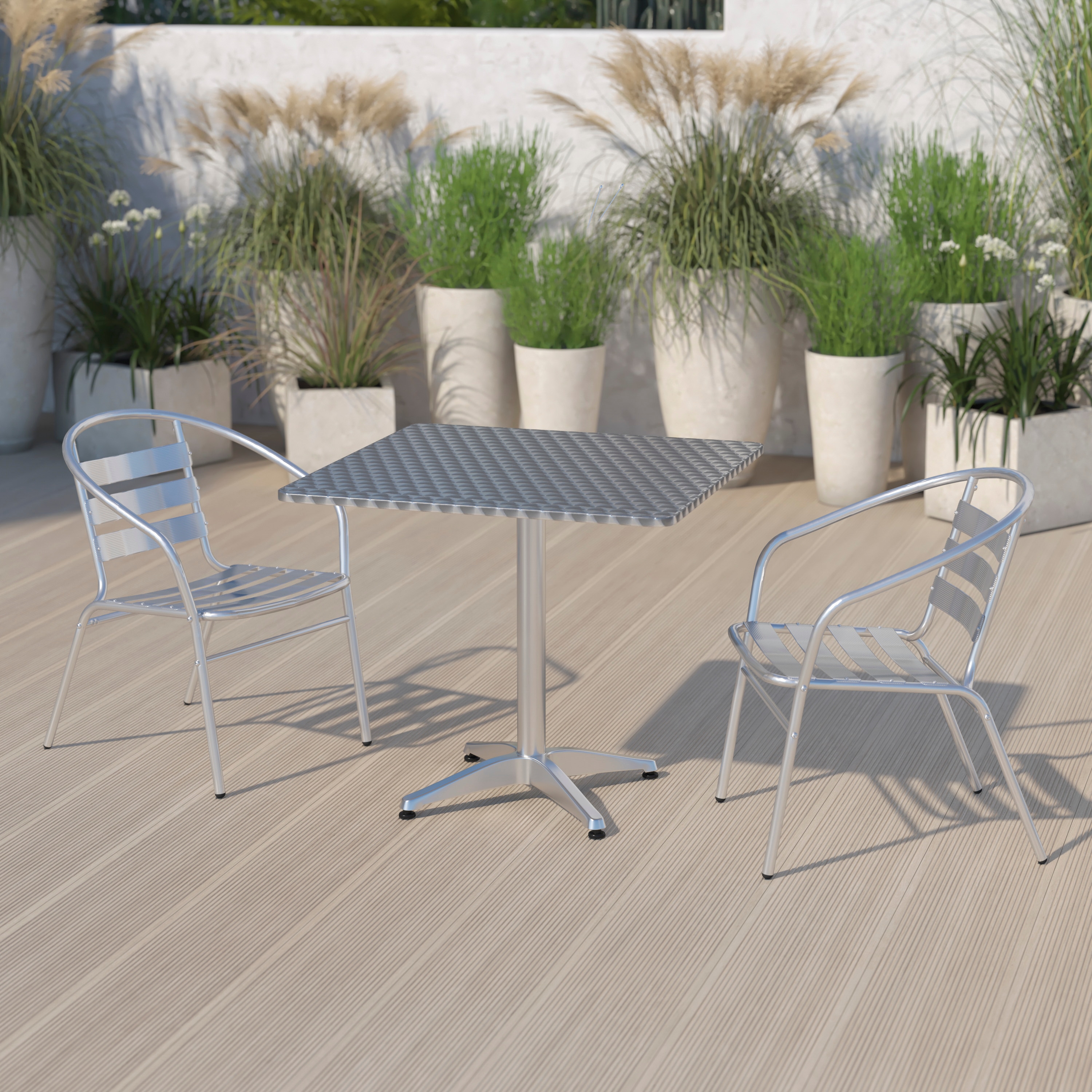 Mellie 31.5'' Square Silver Stainless Steel Dining Table