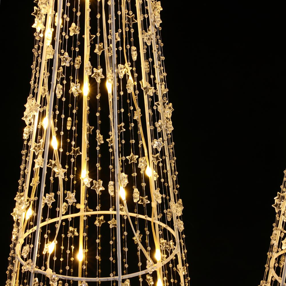 Gold Lighted Metal Cone Trees Set for Indoor and Outdoor Holiday Decoration