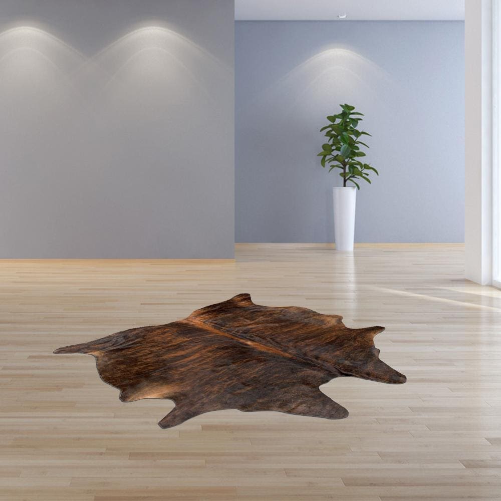 72" x 84" Dark Brindle Handmade Cowhide Rug