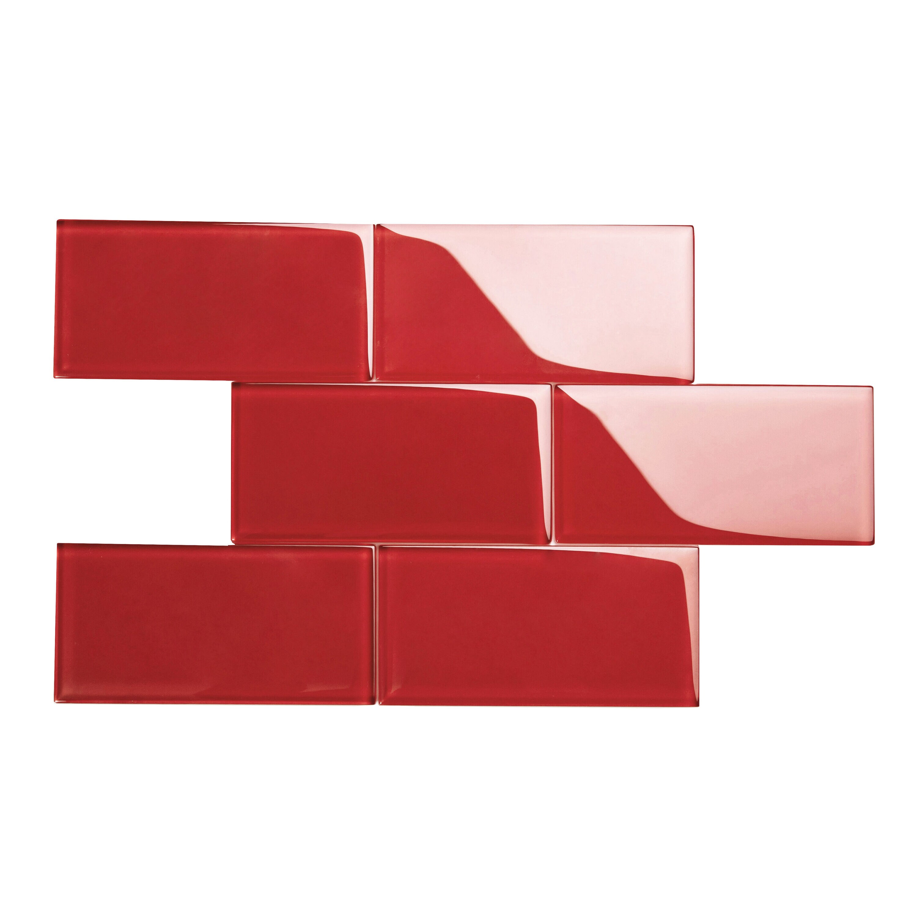 Giorbello Classic Premium Ruby Red 6-in x 12-in Glossy Glass Subway Wall Tile (5-sq. ft/ Carton)