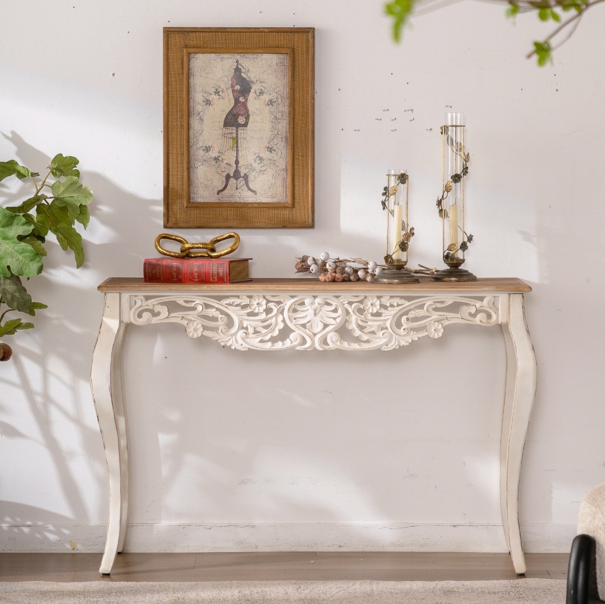 Blisstyle Farmhouse Rectangular Composite 15.16-in W x 29.53-in H Console table