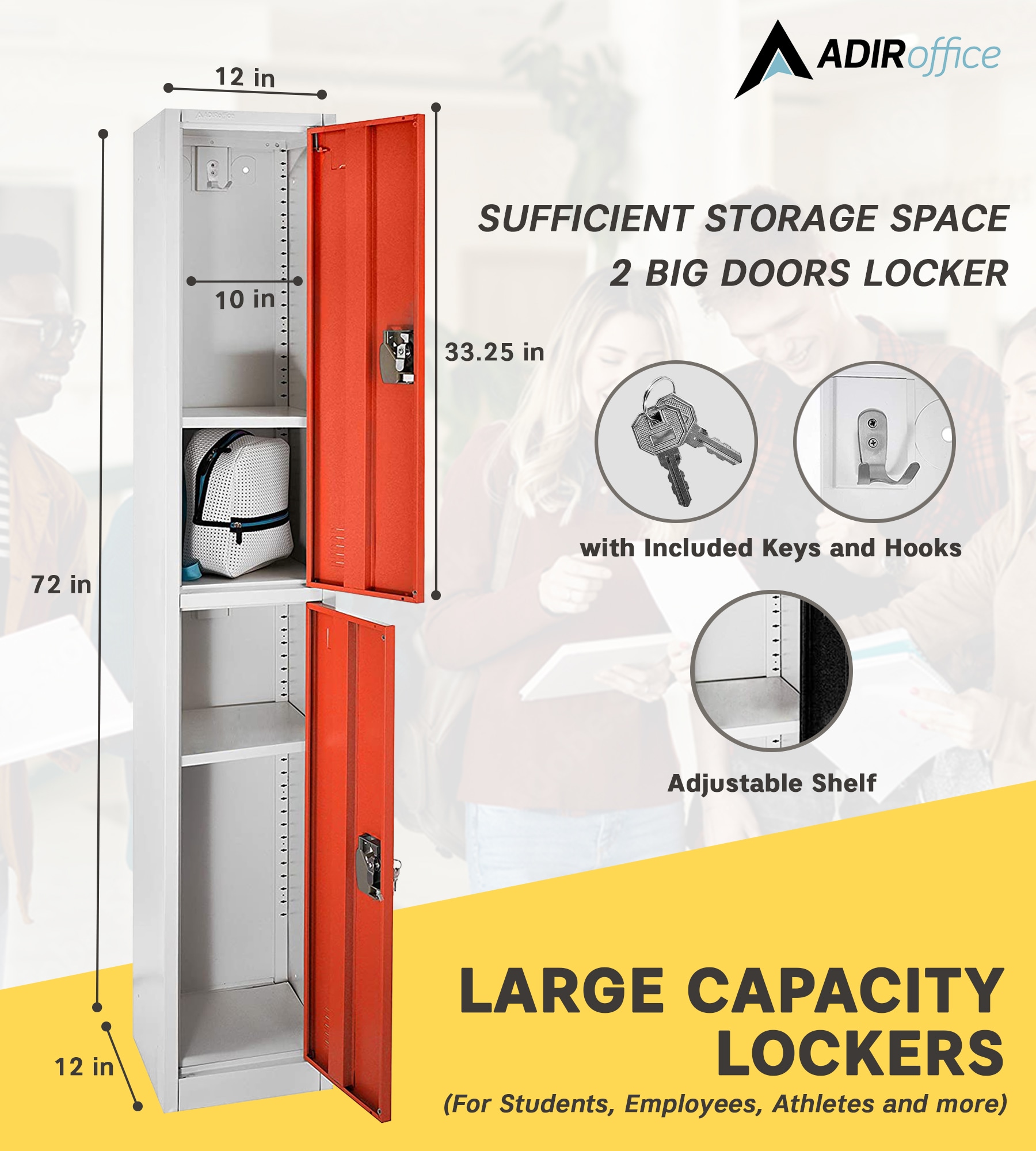 AdirOffice 629-202-RED-PKG-1 Storage-Lockers - View #3