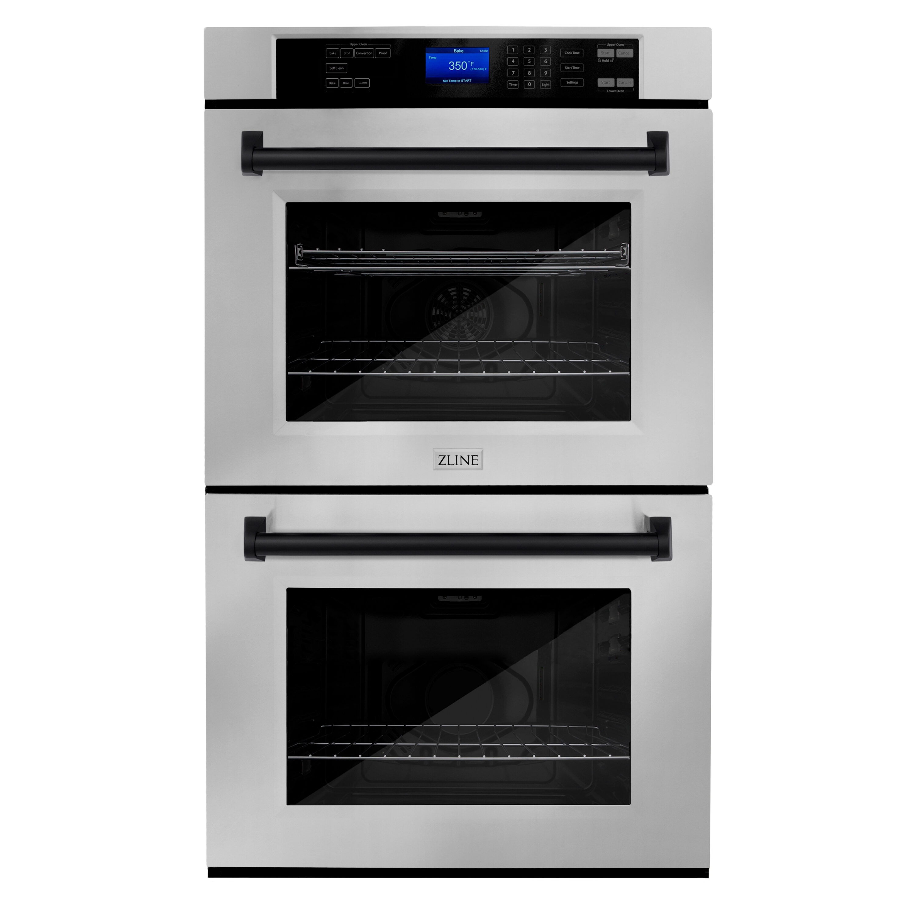 ZLINE KITCHEN & BATH Autograph Edition 30-in Self-cleaning Single-fan European Element Double Electric Oven (Stainless Steel with Black Handle) in the Double Electric Wall Ovens department at Lowes.com