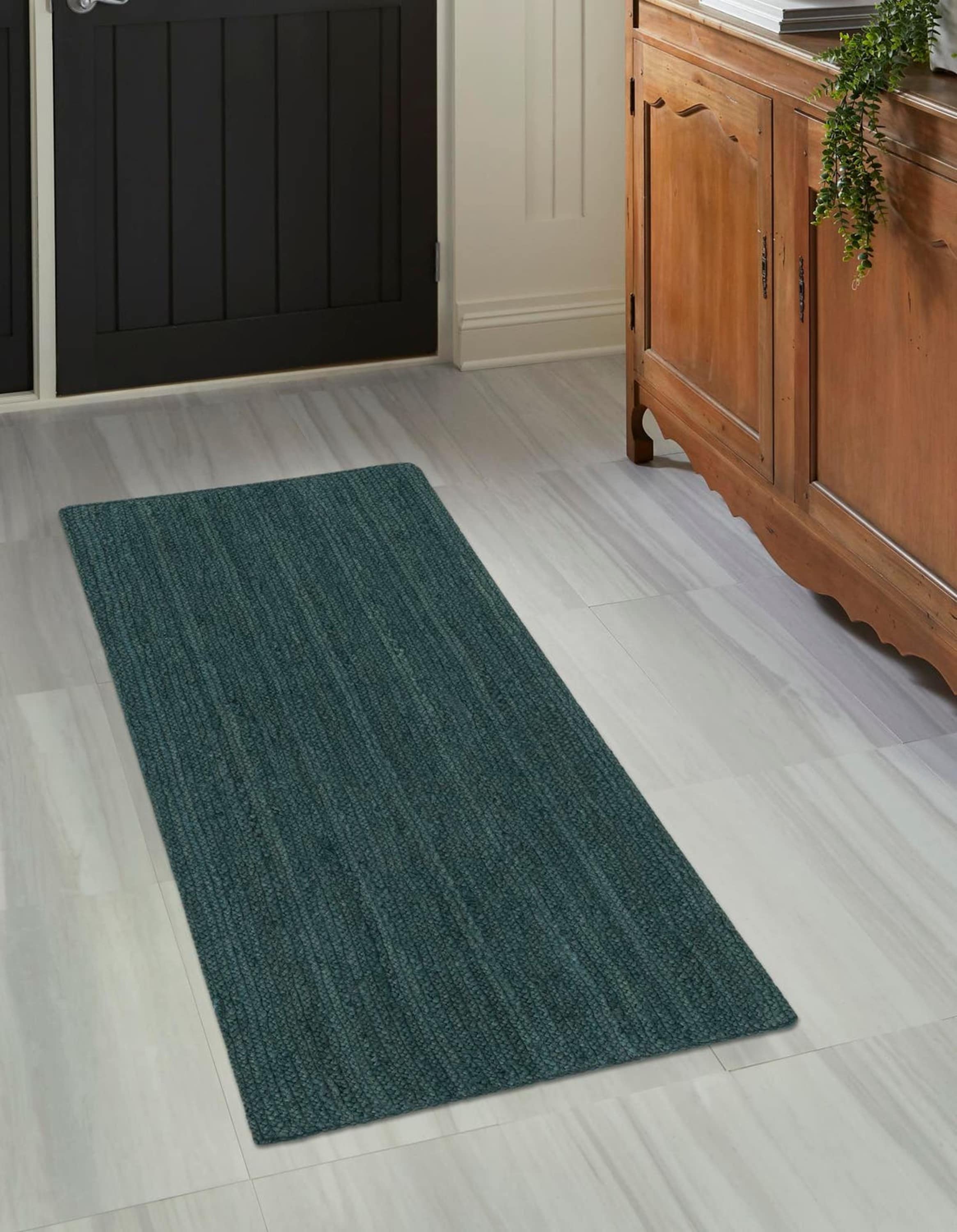 Unique Loom 3195576 Braided Jute 3 x 14 (ft) Braided Jute Green Rectangular Indoor Solid Runner rug