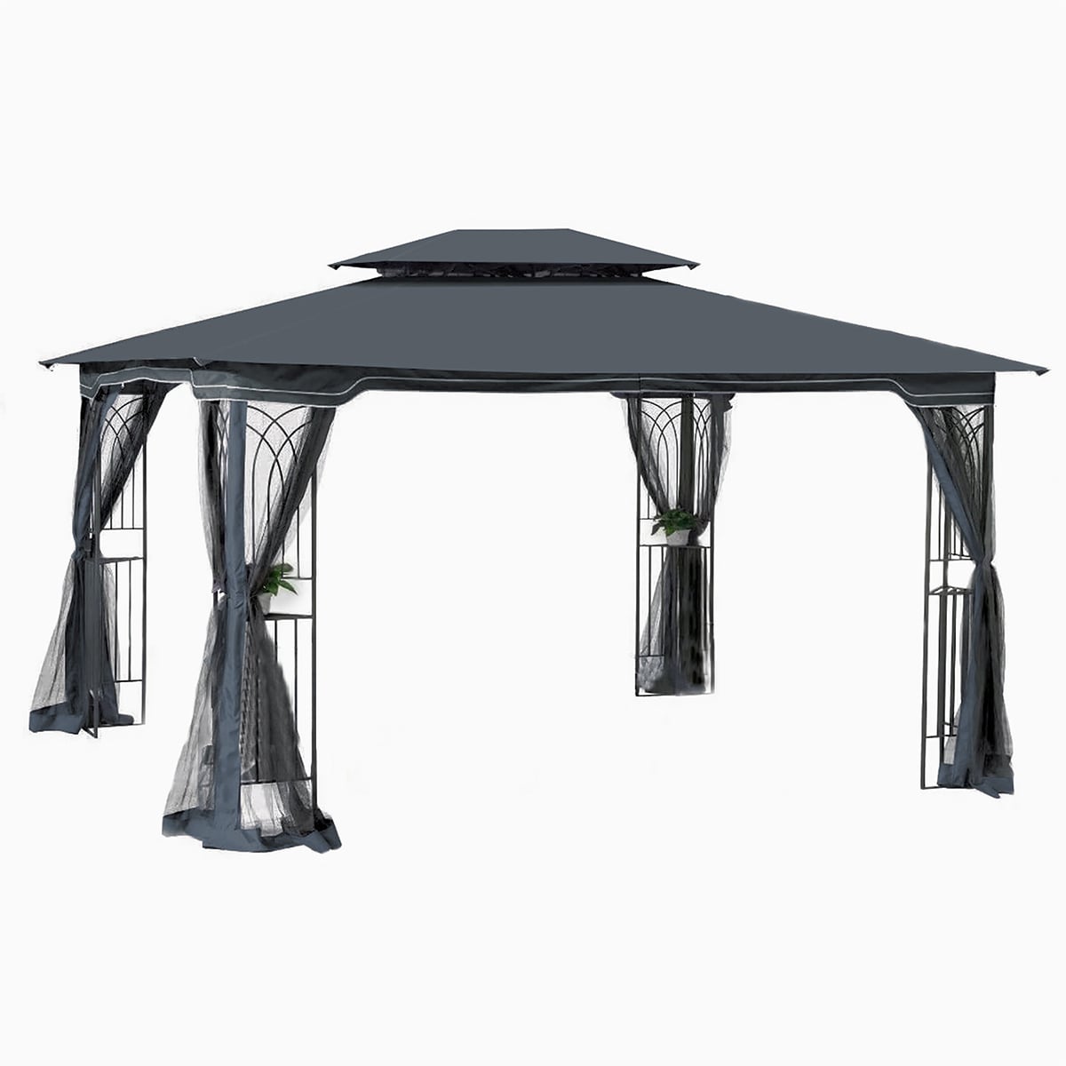 Mondawe MA-N7G605BW 13-ft x 10-ft Gray with Soft Top Roof (Screen Included)