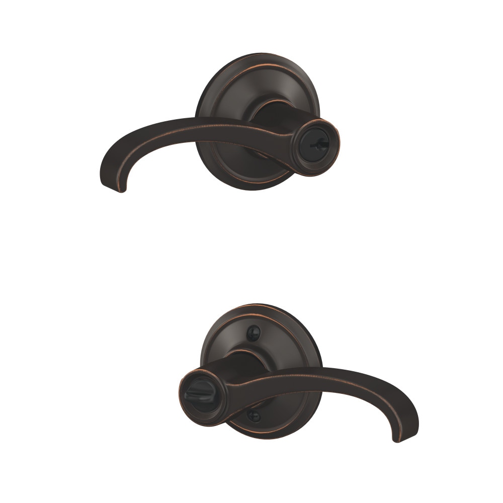 Schlage F51A WIT 716 Custom Whitney - Georgian Aged Bronze Exterior Keyed entry Door Handle