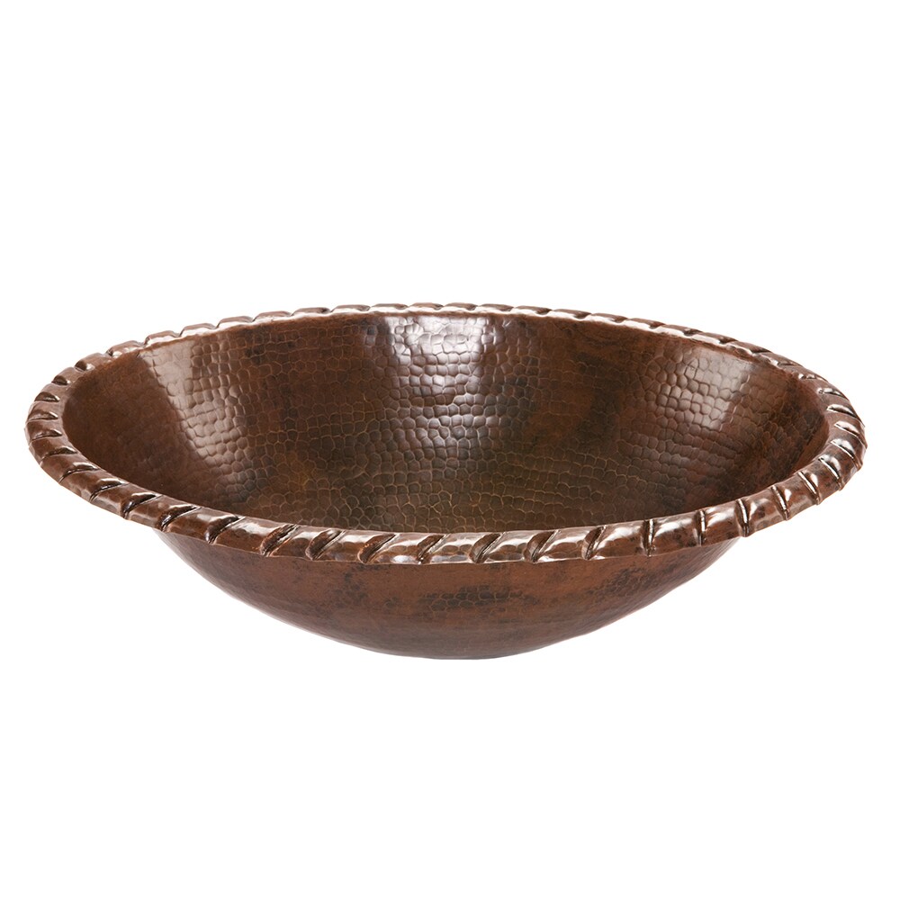 PREMIER COPPER PRODUCTS LO19RRDB Copper Bathroom Sinks Copper Drop-in Oval Rustic Oil rubbed bronze Bathroom Sink ( 19.0-Inches x 14.0-Inches )