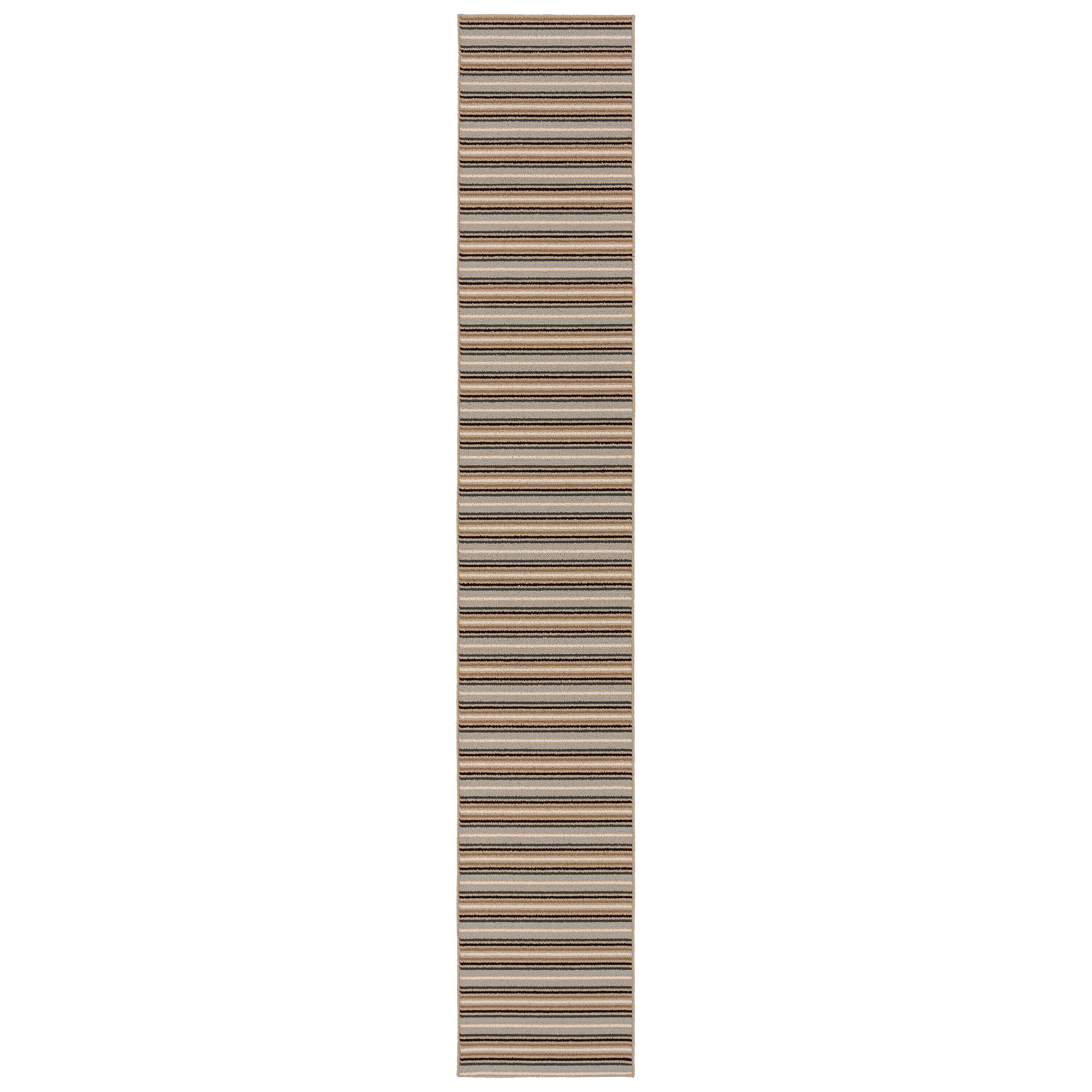 Nantucket Stripe 2' x 12' Earth Tone Synthetic Runner Rug