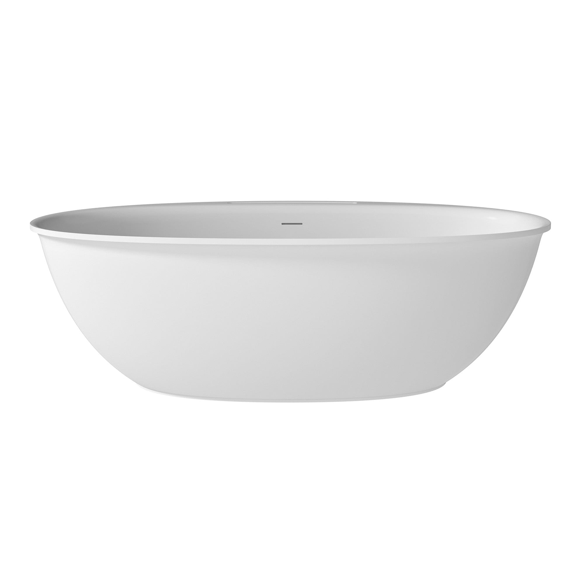 Boyel Living BL04663MW 63 in. x 33 in. Solid Surface Stone Resin Freestanding Soaking Bathtub with Center Drain and Drainer and Hose in Matte White