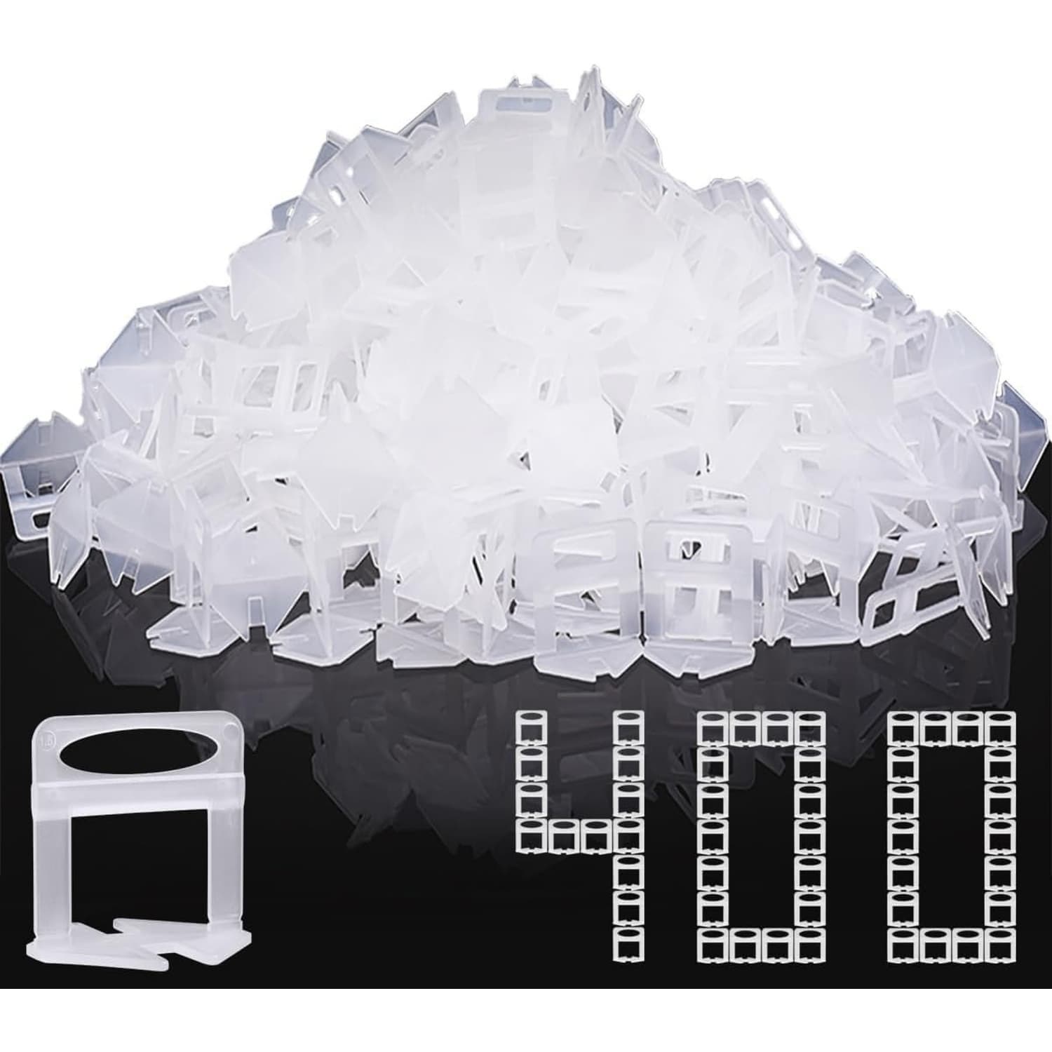 OGETFUUR 1/8in  Tile Spacer Clips White Tile Leveling System 2000-PK