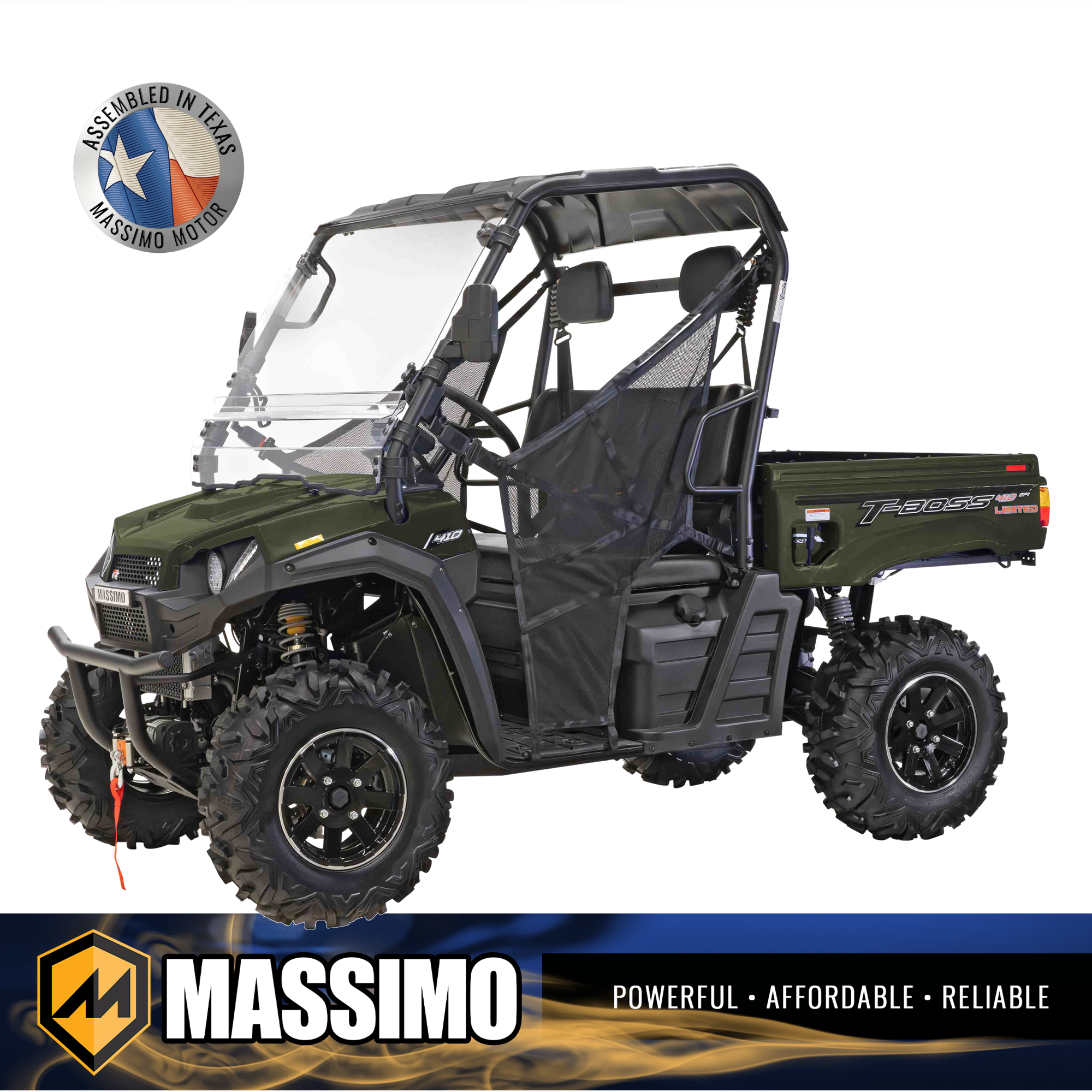 Massimo MM-TB410-GN T-Boss 410 352cc 4WD Gas UTV with Dump Bed Green