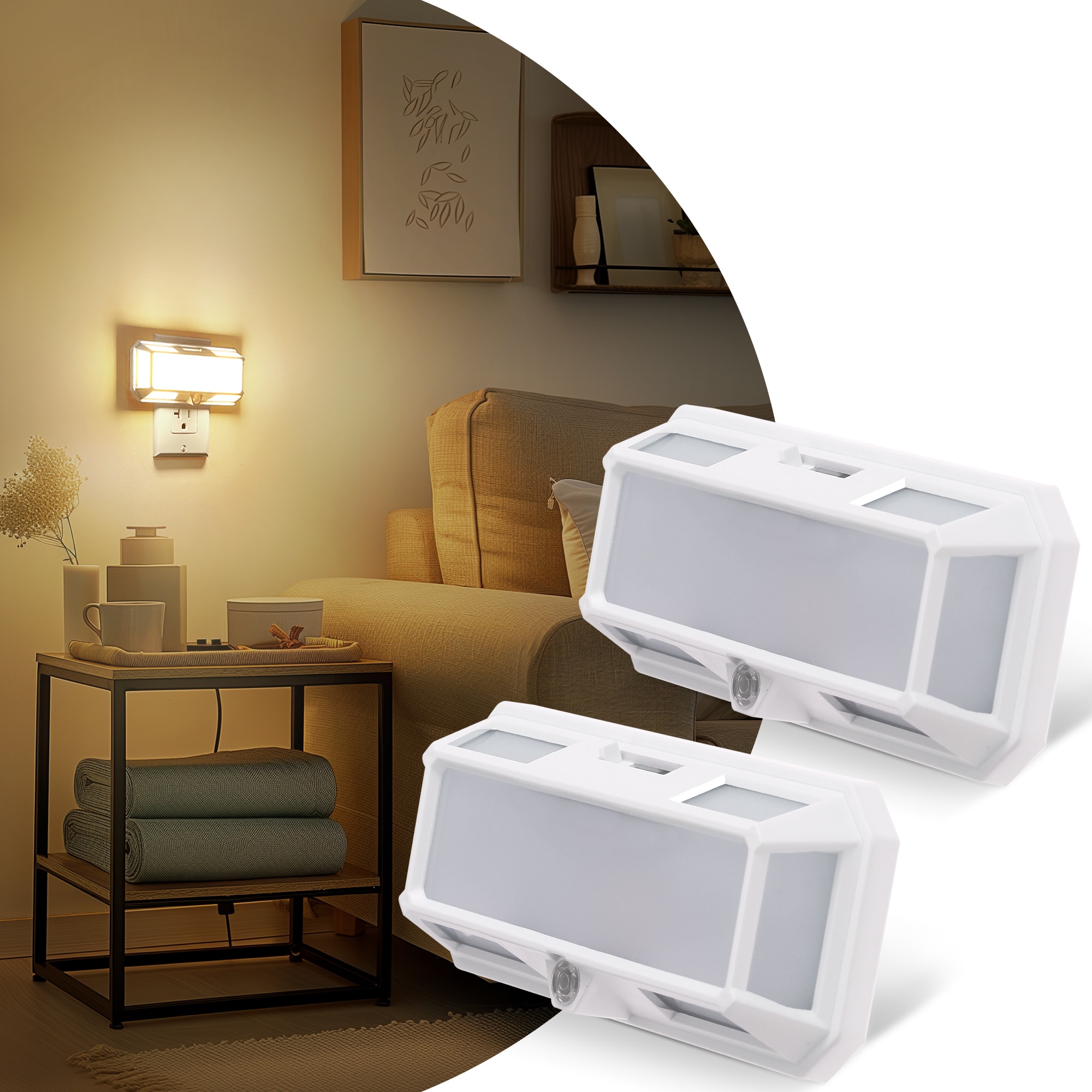 DORESshop 2 Watt Integrated LED Dimmable Plug In Night Light Warm White 3000K Dusk to Dawn 2 Pack for Bedroom or Hallway