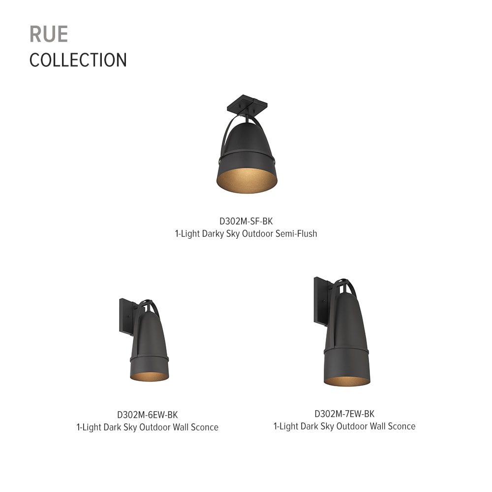 Rue 14" Black Glass Semi Flush Mount Outdoor Lighting