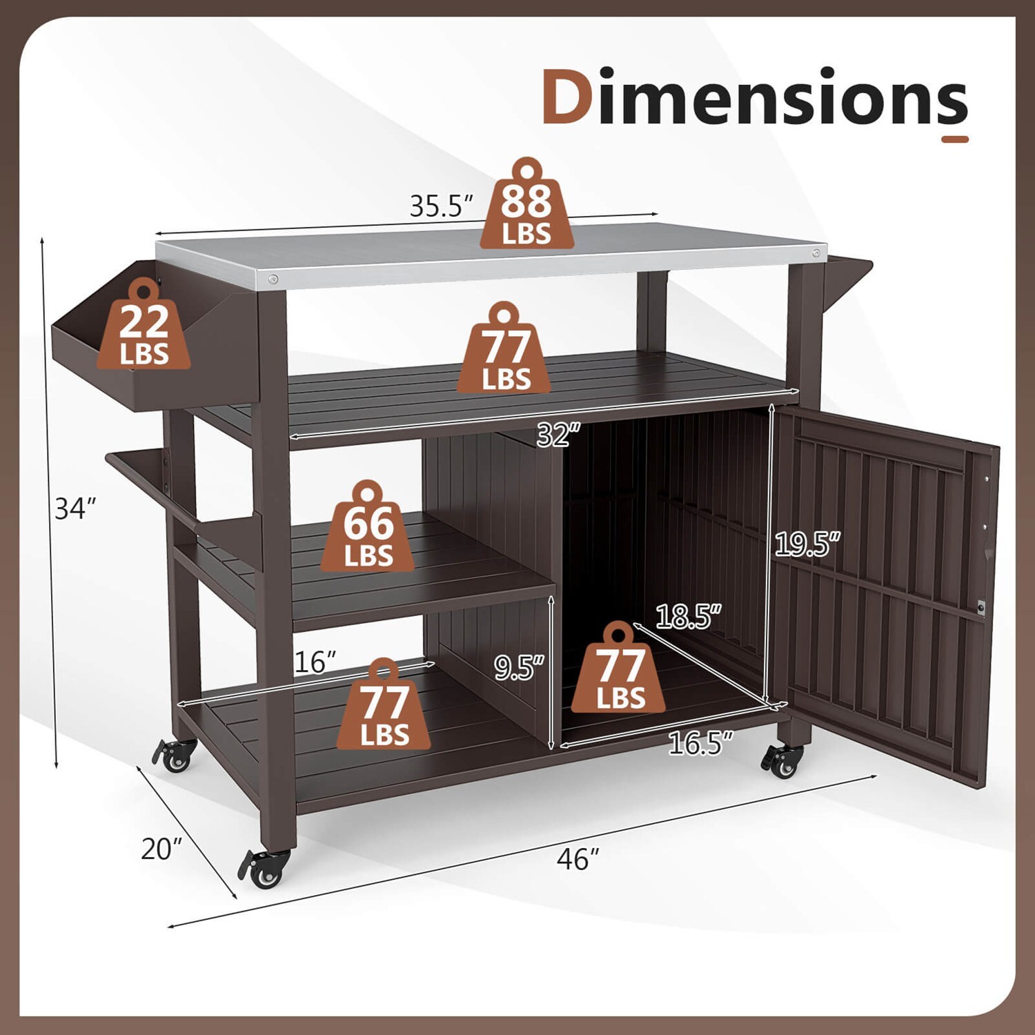 Costway CSHY001761 Grill-Carts-Grill-Stands - View #3