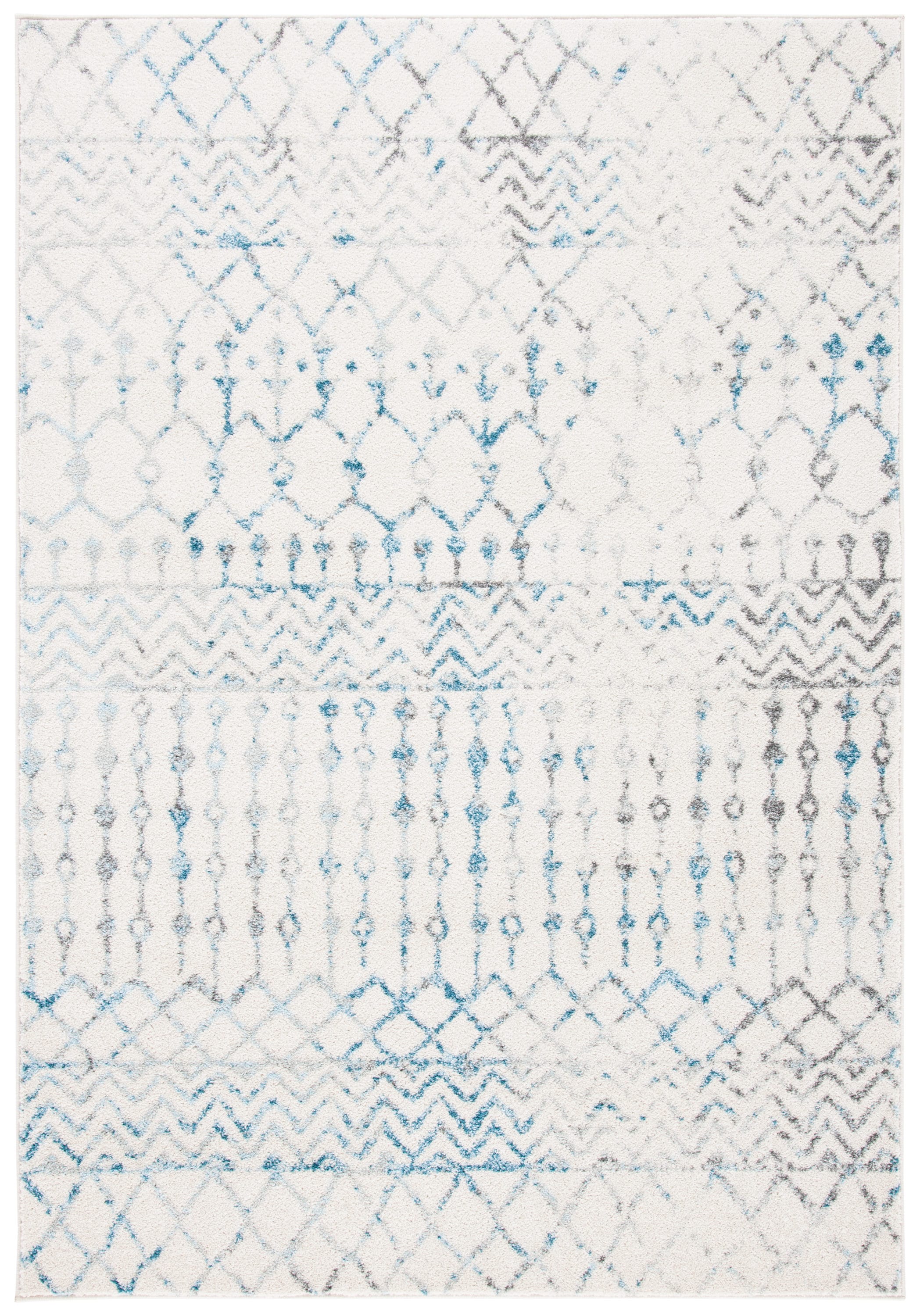 Safavieh TUL270B-6 Tulum 6 x 9 (ft) Loomed Polypropylene Ivory/Turquoise Rectangular Indoor Distressed/Overdyed Bohemian/Eclectic Area rug