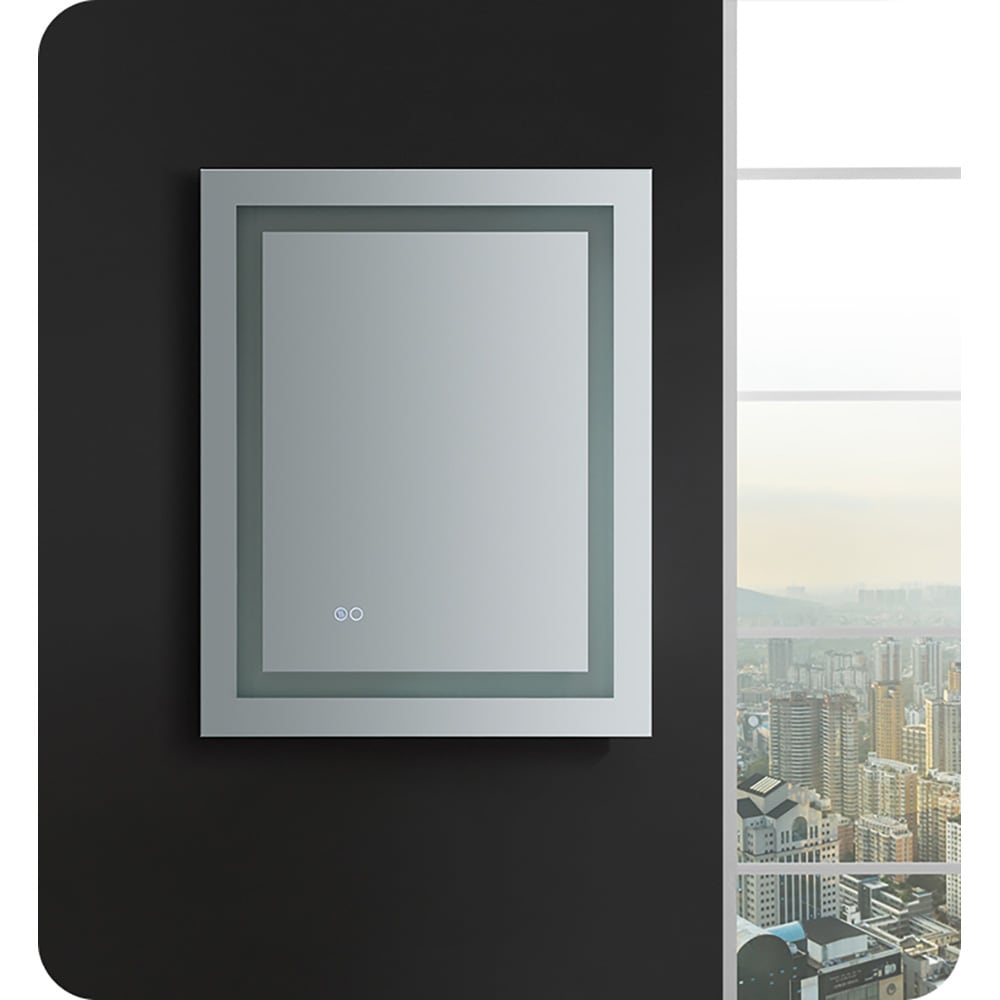 Sleek 24"x30" Transitional LED-Lit Frameless Vanity Mirror