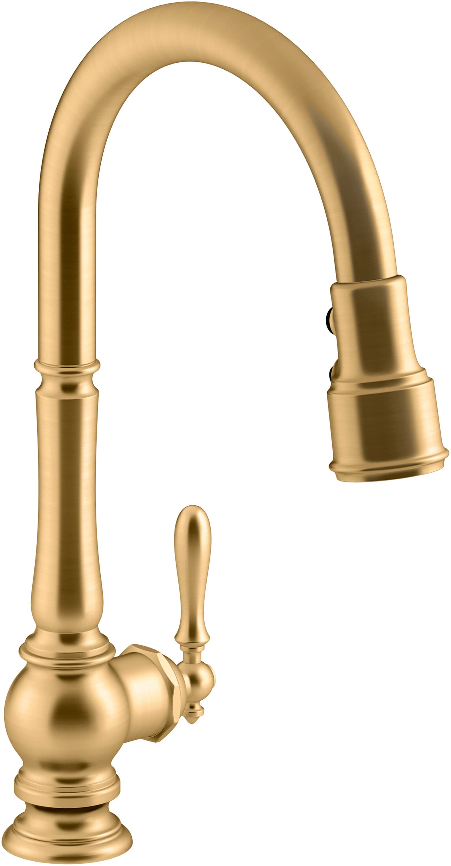 KOHLER Artifacts Vibrant Brushed Moderne Brass Single Handle Deck-mount Pull-down Kitchen Faucet with Sprayer