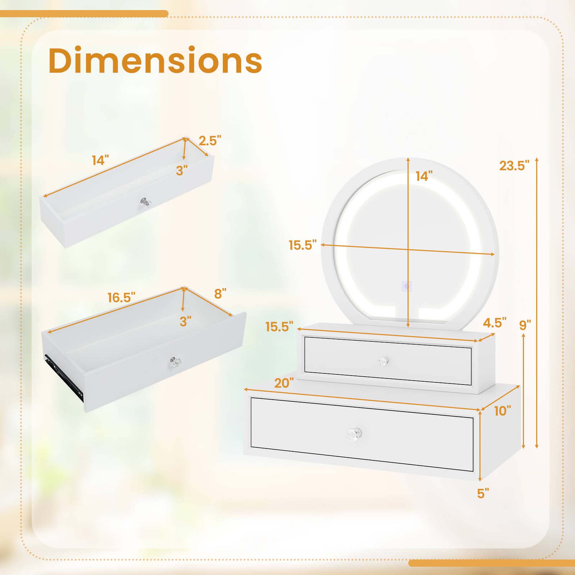 Costway HCST04823 Bedroom-Vanities - View #2