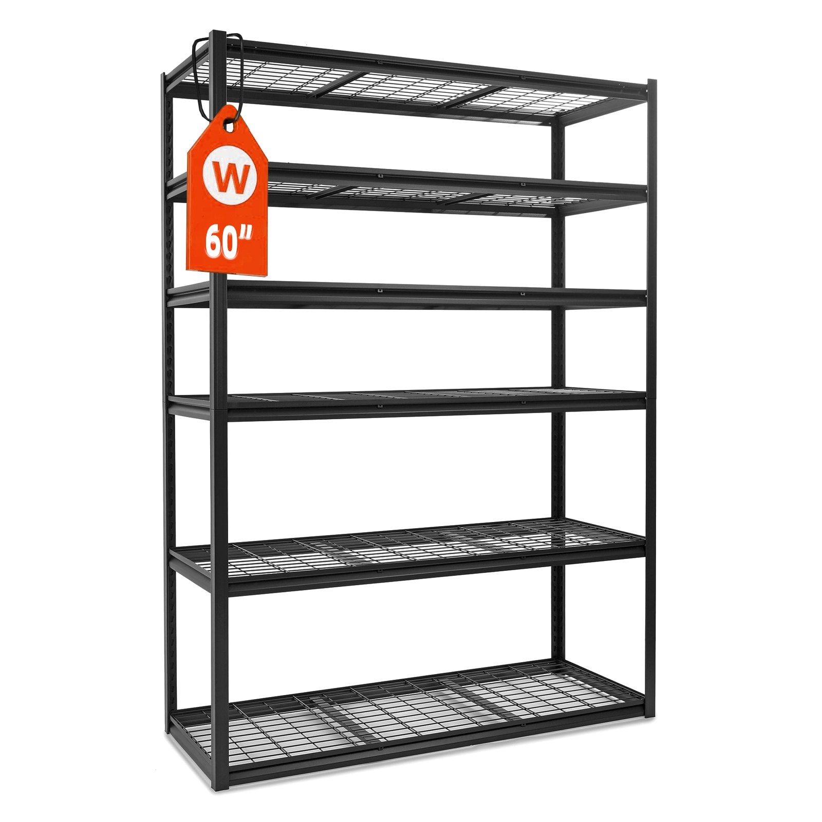 Flynama 60-in W x 23.6-in D x 83.8-in H 6 -Tier Heavy Duty Black Metal Utility Shelving Unit