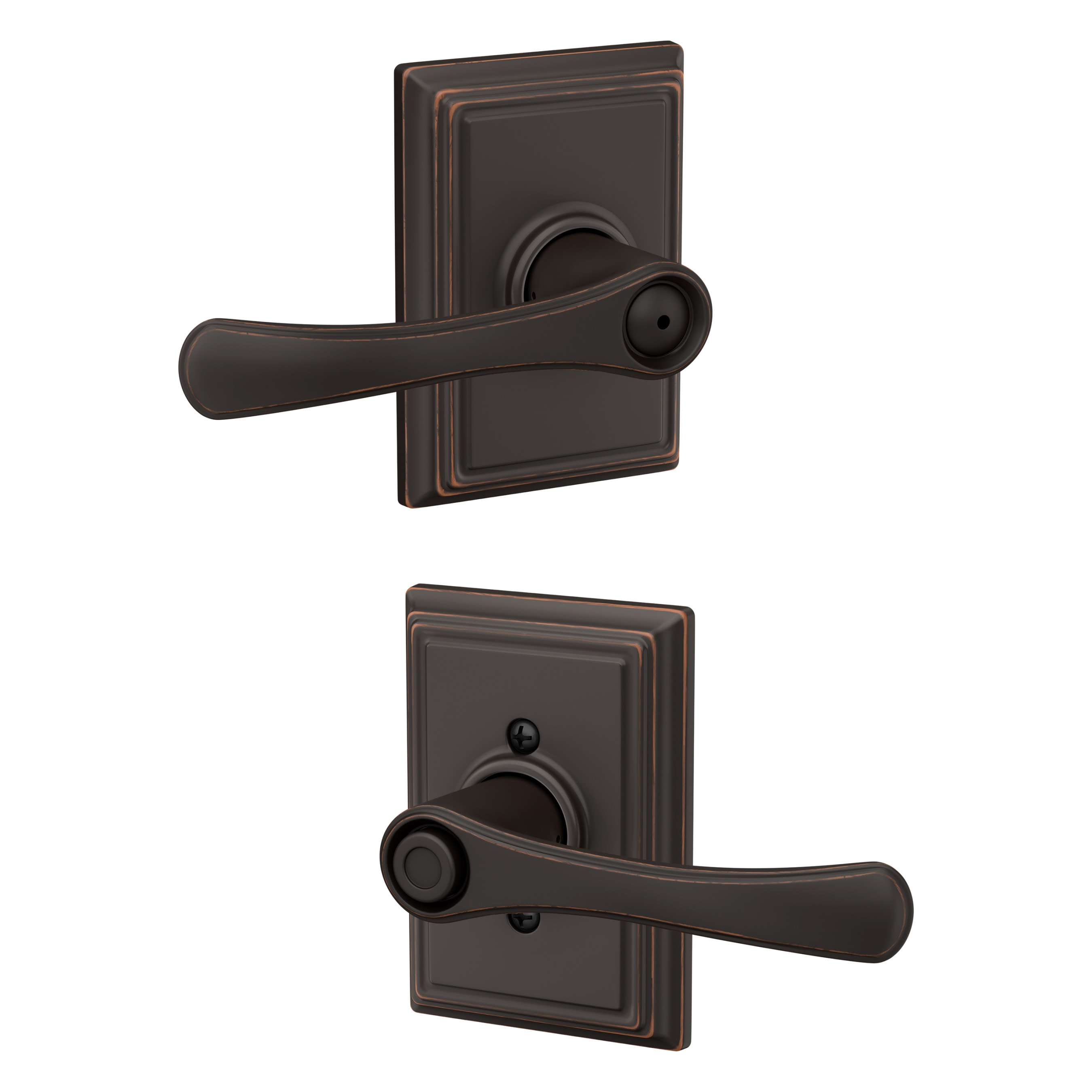 Schlage F40 VLA 716 ADD Avila-Addison Aged Bronze Interior Bed/Bath Privacy Door Handle