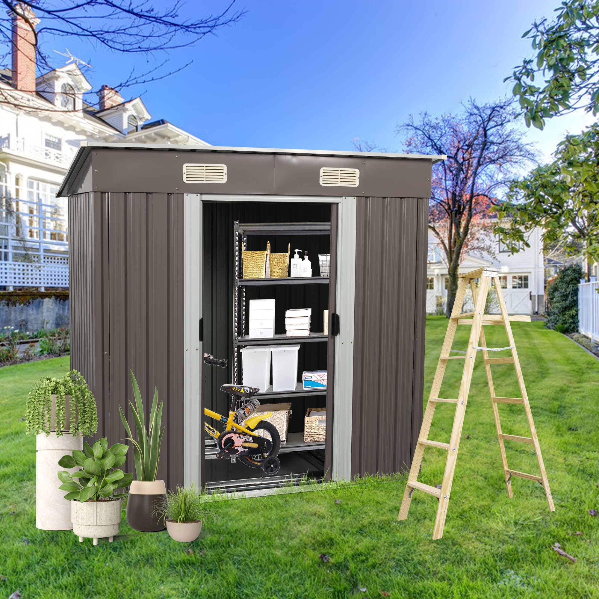 Clihome CL-WC5424GY Metal-Storage-Buildings-Sheds - View #3