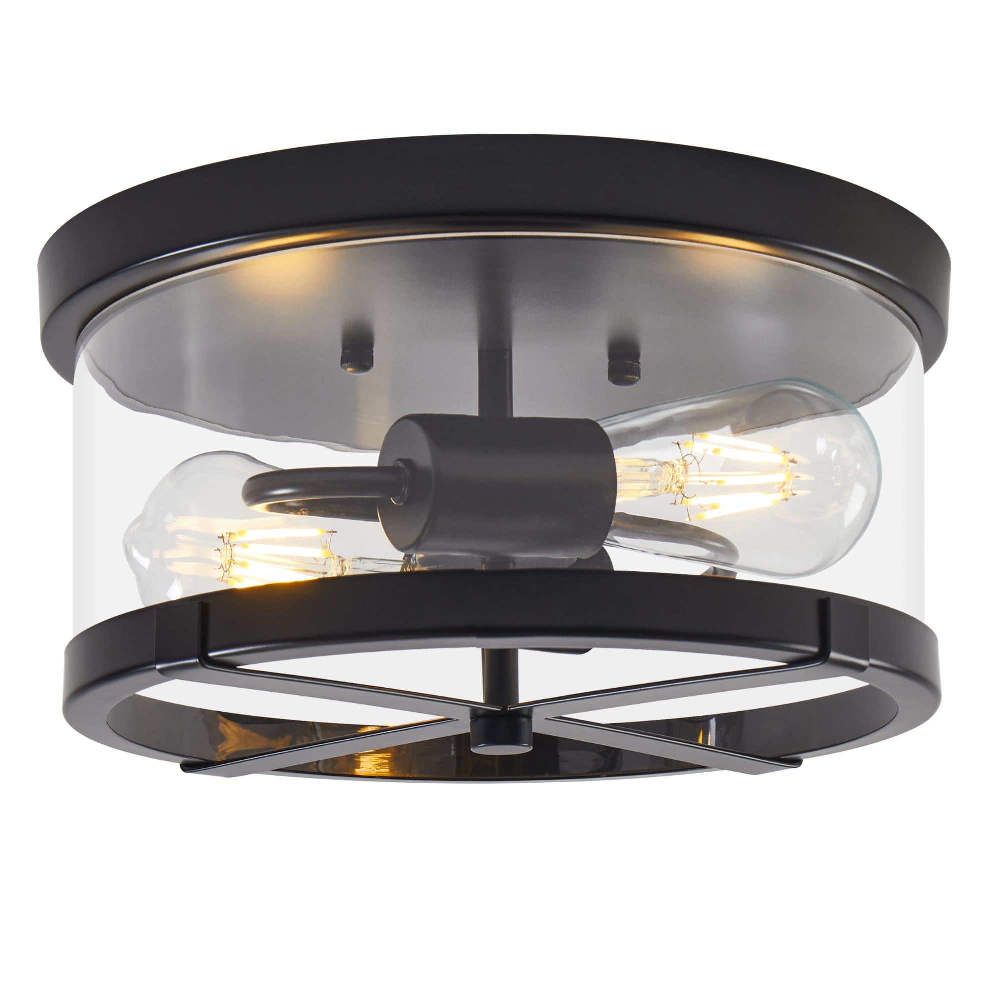 LamQee Flush Mount Ceiling Light 2-Light 11.8-in Antique Black Led ...