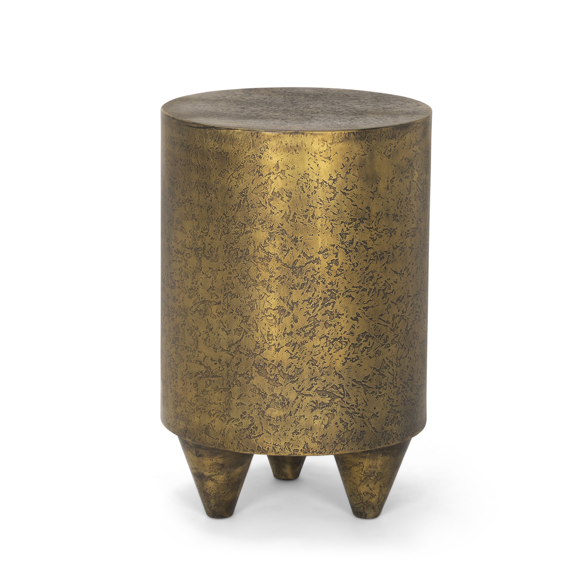 Mercana 70741 12-in W x 18-in H Gold Metal Round Farmhouse End Table