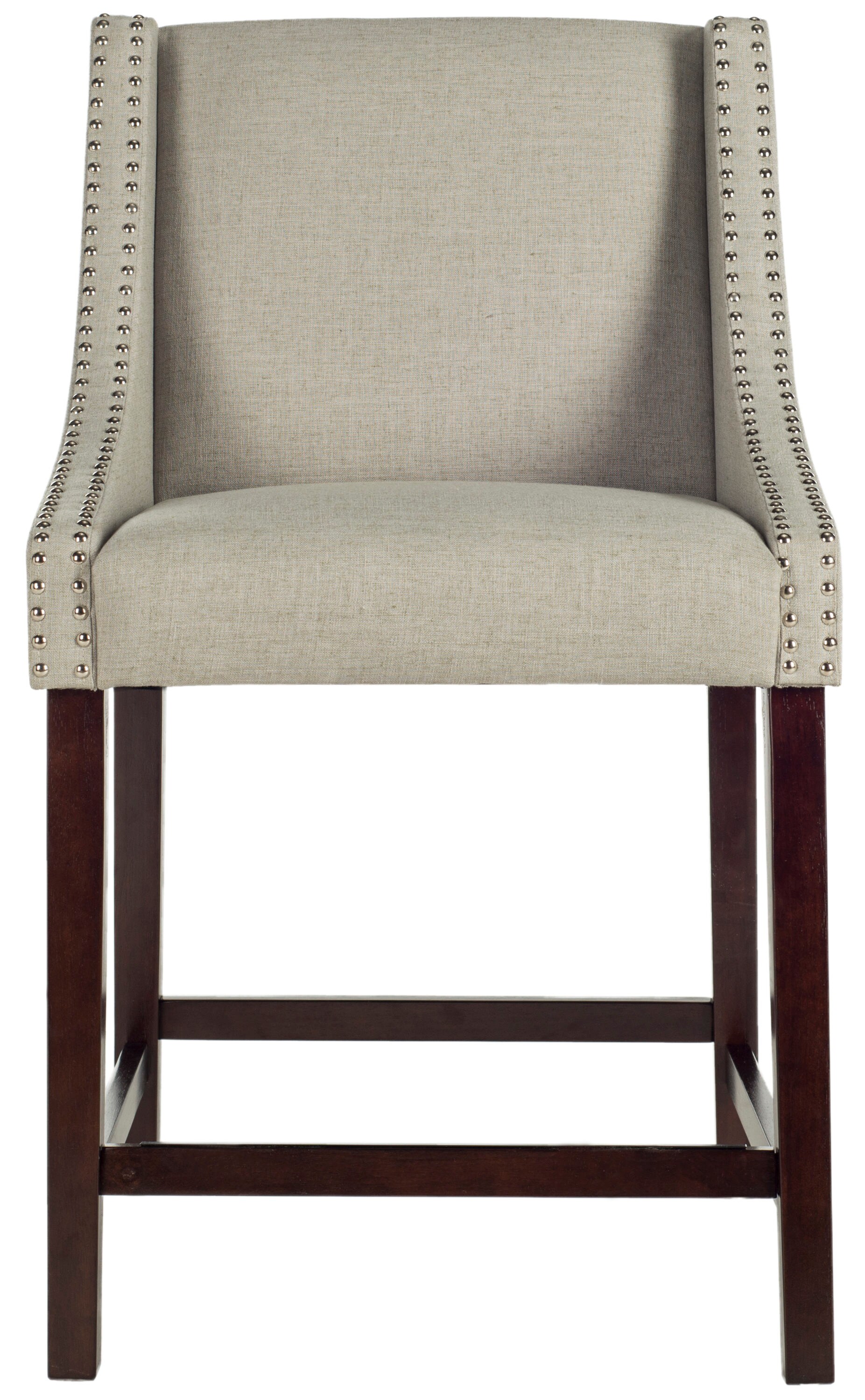 Safavieh FOX6221D Dylan Light Gray 25.5-in H Counter height Square seat Upholstered Wood Bar Stool and Back