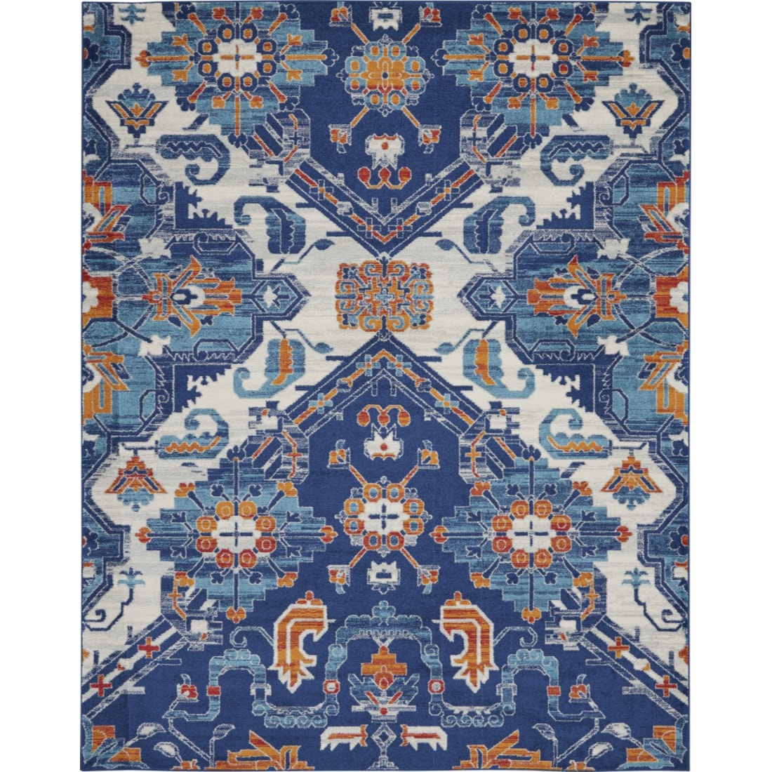 HomeRoots 4000385632 8 x 10 (ft) Loomed Polypropylene Blue Multicolor Rectangular Indoor Floral Area rug